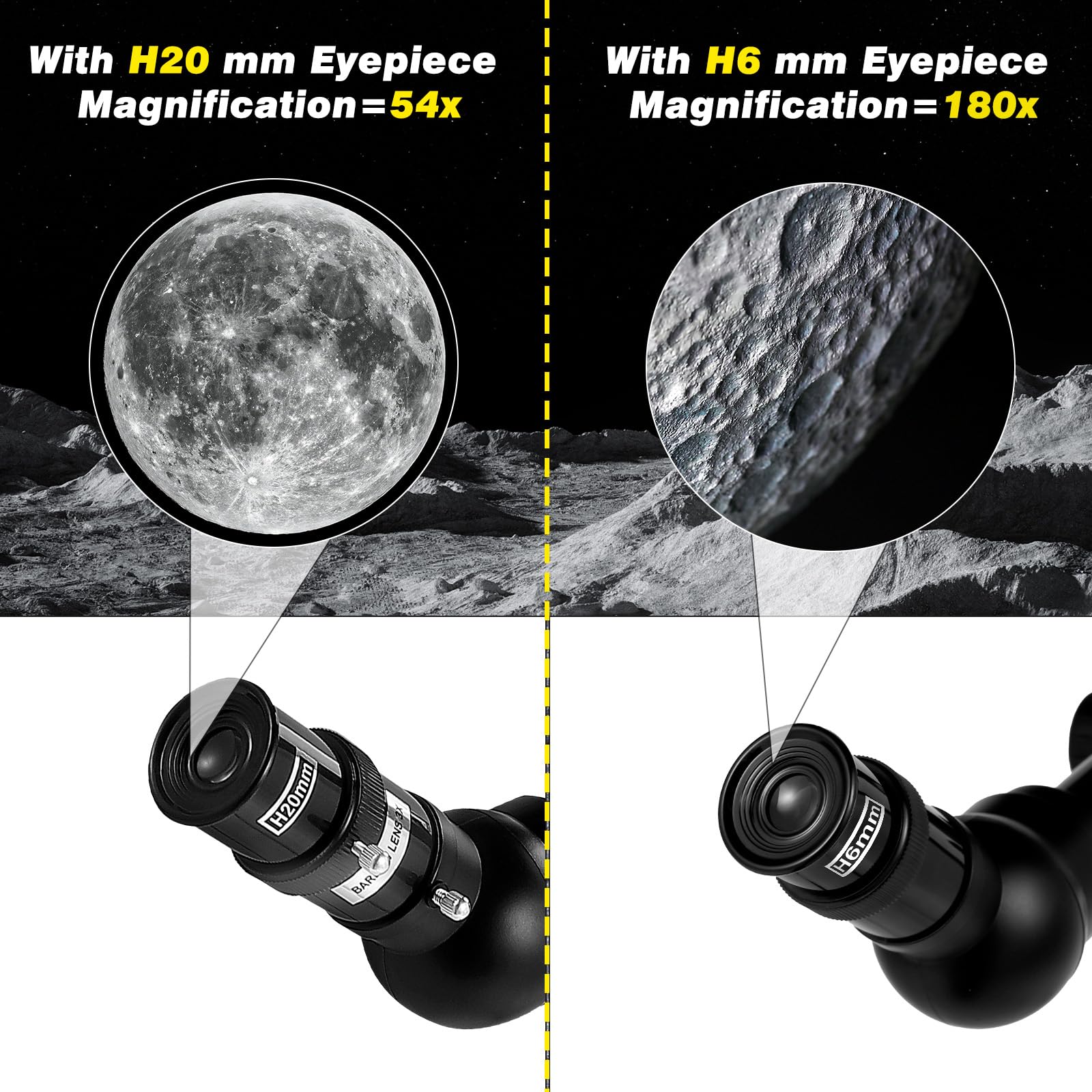 Télescope Astronomique Enfants, 360/50mm HD Réflecteur Télescope, Lunette pour débutants, Trépied Portable en Aluminium, Enfants Cadeau