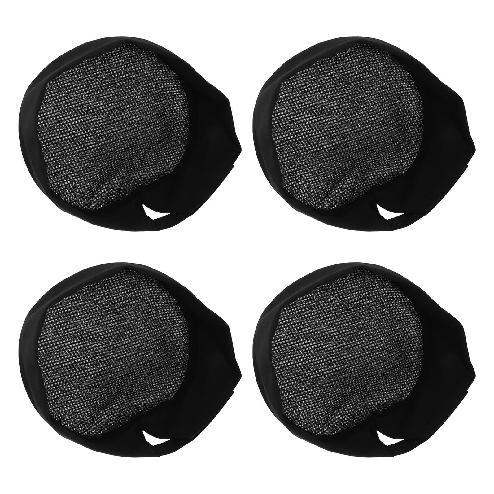 Abaodam 4 Gorros de Chef Unisex Negros de Malla y Algodón Transpirable, Gorro de Cocina Ajuste Elástico para Servicio de Alimentos, Redes Cabello para Panadería y Cocina Profesional