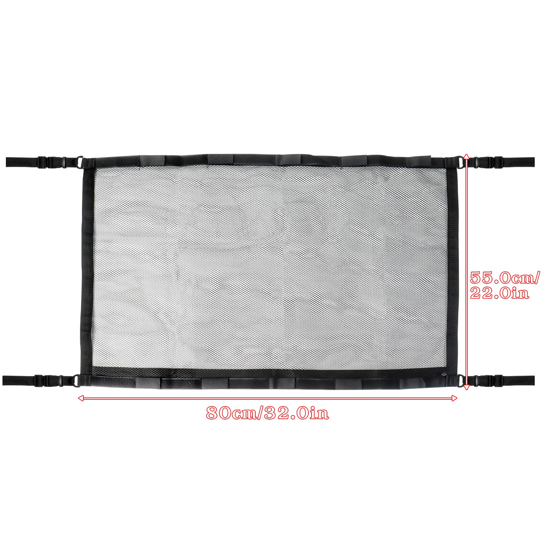 Klmnop Car Fishing Rod Holder, Double Layers Ceiling Fishing Rod Storage Net with 5 Rod Capacity and Zipper, Foldable Mesh Fishing Rod Storage for Car Inside(Black)