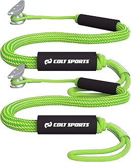 Colt Sports Bungee Dock Line, Jet Ski Dock Line, Bungee Dock Lines for Boats, Boat Tie Off Rope, Strong Dock Line for Jet Ski, Mooring Rope for Boats (Green & Yellow, 5FT (2-Pack))