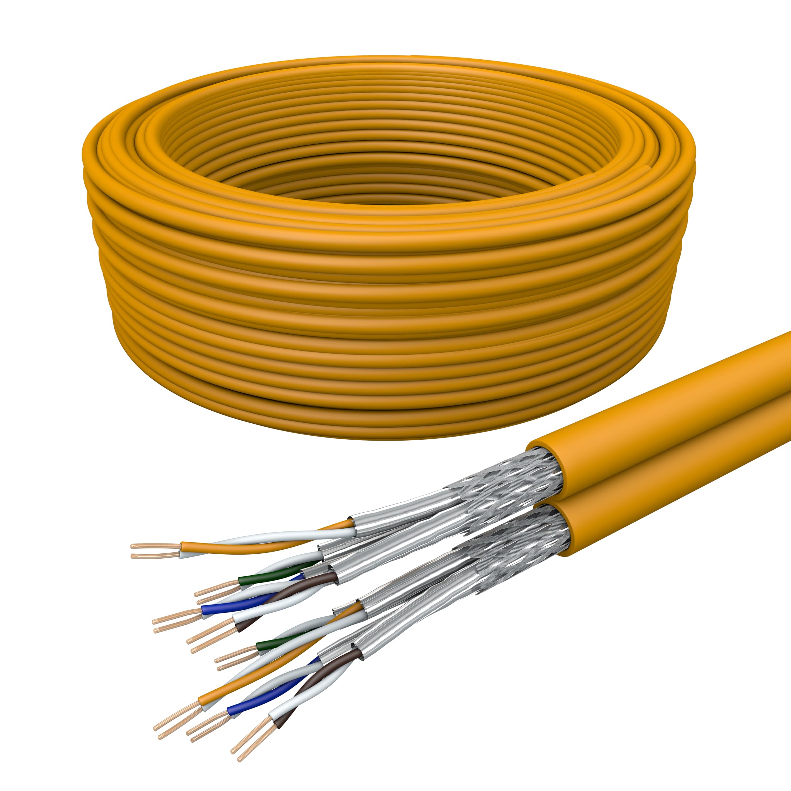 Draka Cable de red LAN, cable de 100 m, tambor Cat 7 Duplex S/FTP PiMF LSZH, sin halógenos, AWG 23/1, cable de instalación, cable de datos PoE, 100% cobre, UC900, SS23 GHMT, certificado PVP, fabricado