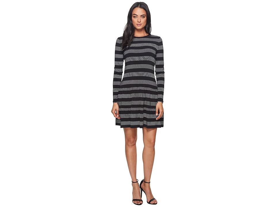 

MICHAEL Michael Kors Striped Dot T-Shirt Dress (Black/White) Women's Dress