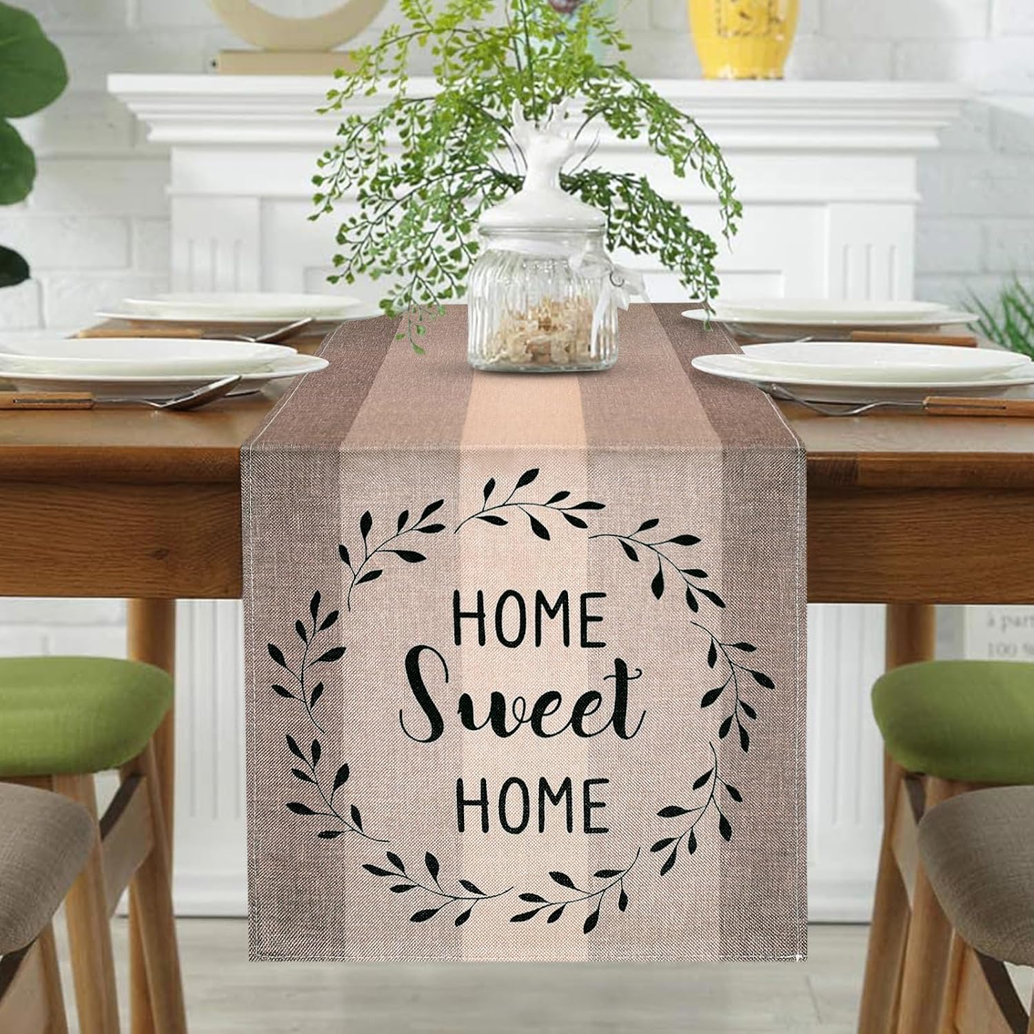 Tischläufer Modern Beige Braun Streifen Tisch Läufer Abwaschbar ...