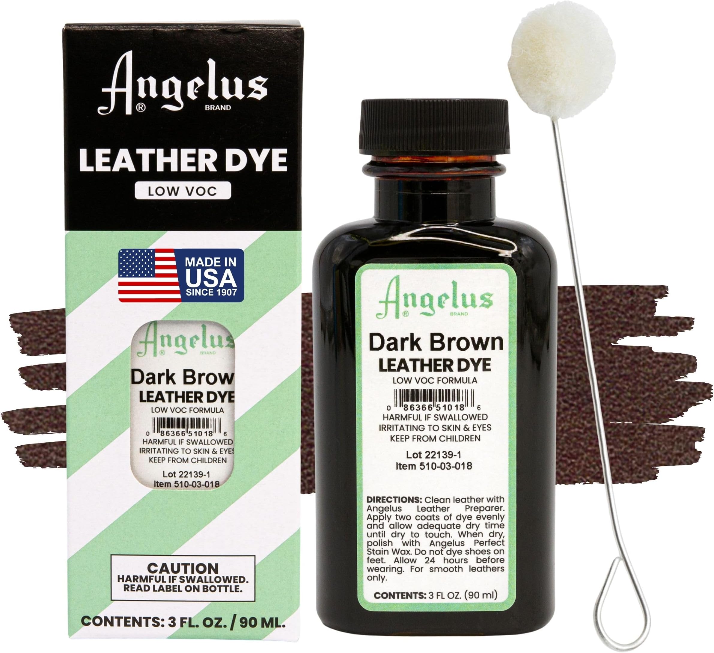 Angelus Leather Dye - Flexible Leather Dye for Shoes, Boots, Bags, Crafts, Furniture, & More 3oz (Dark Brown)