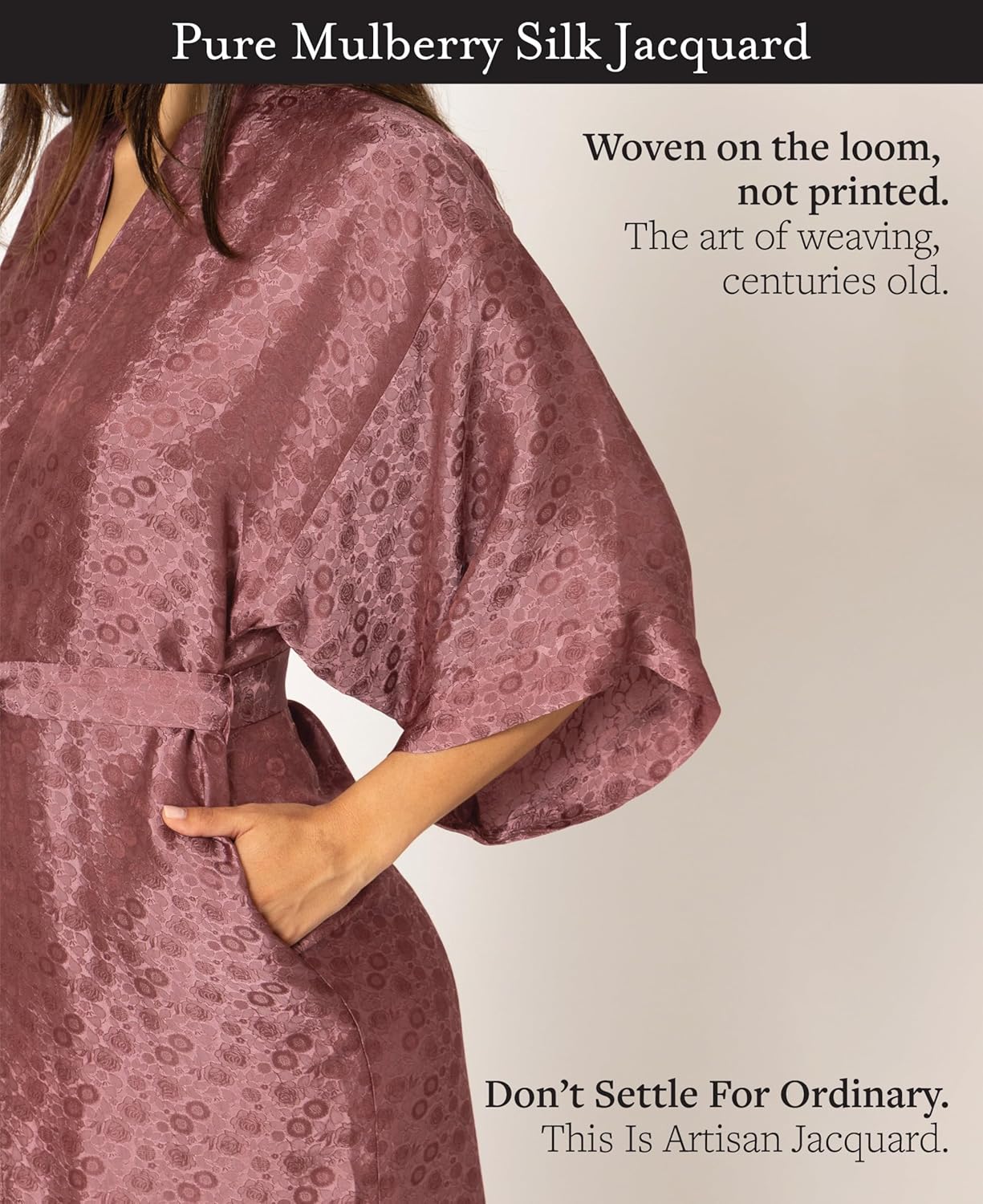 Tara Sartoria Luxury Artisan Silk Kimono Robe for Women, Jacquard, Washable, XS–4XL, Oprah Daily 2025 - Image 6