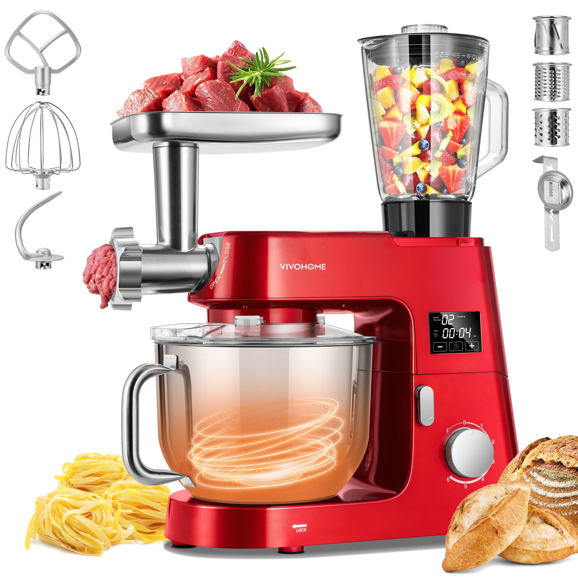 Amazon.com: VIVOHOME 9 in 1 Multifunctional Stand Mixer with