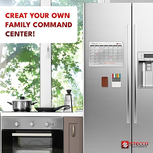 Miniatura 7 de STECCO Calendario magnético para nevera de borrado en seco. Calendario mensual acrílico de borrado en seco. Calendario magnético acrílico para