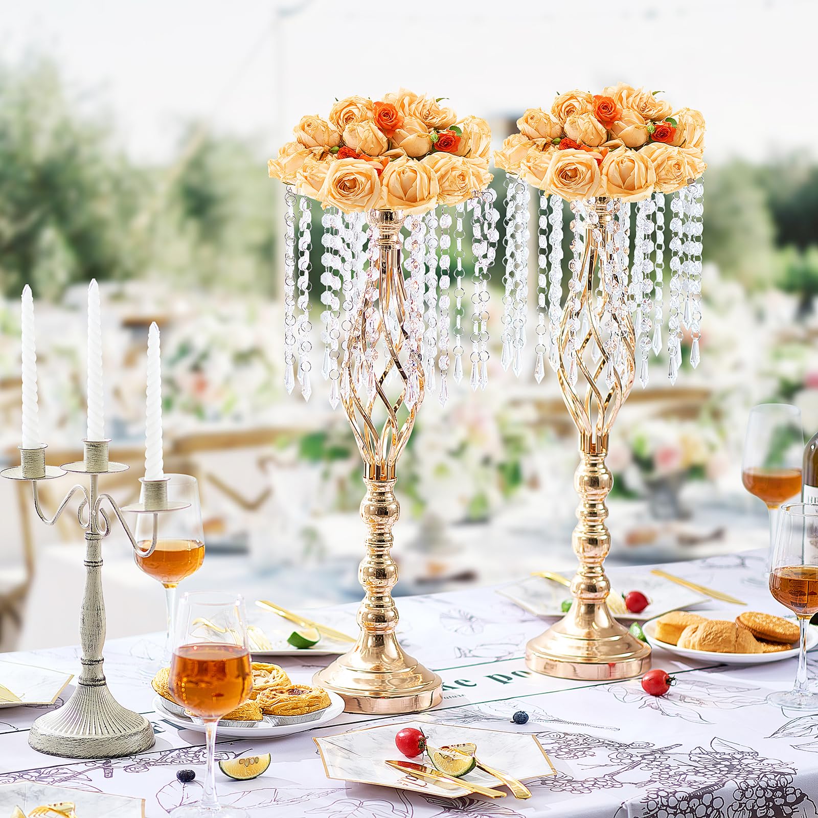 VEVOR Supporto per Fiori da Matrimonio in Cristallo, Alto 55 cm Centrotavola in Metallo per Matrimonio 10 Pezzi, Portafiori Dorati, Espositore Floreale per Tavoli, Cene di Nozze, Cerimonia, Compleanno