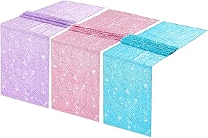 Mermaid-Themed Iridescent Sequin 12 x 72 Inch Table Runner (3-Pack)