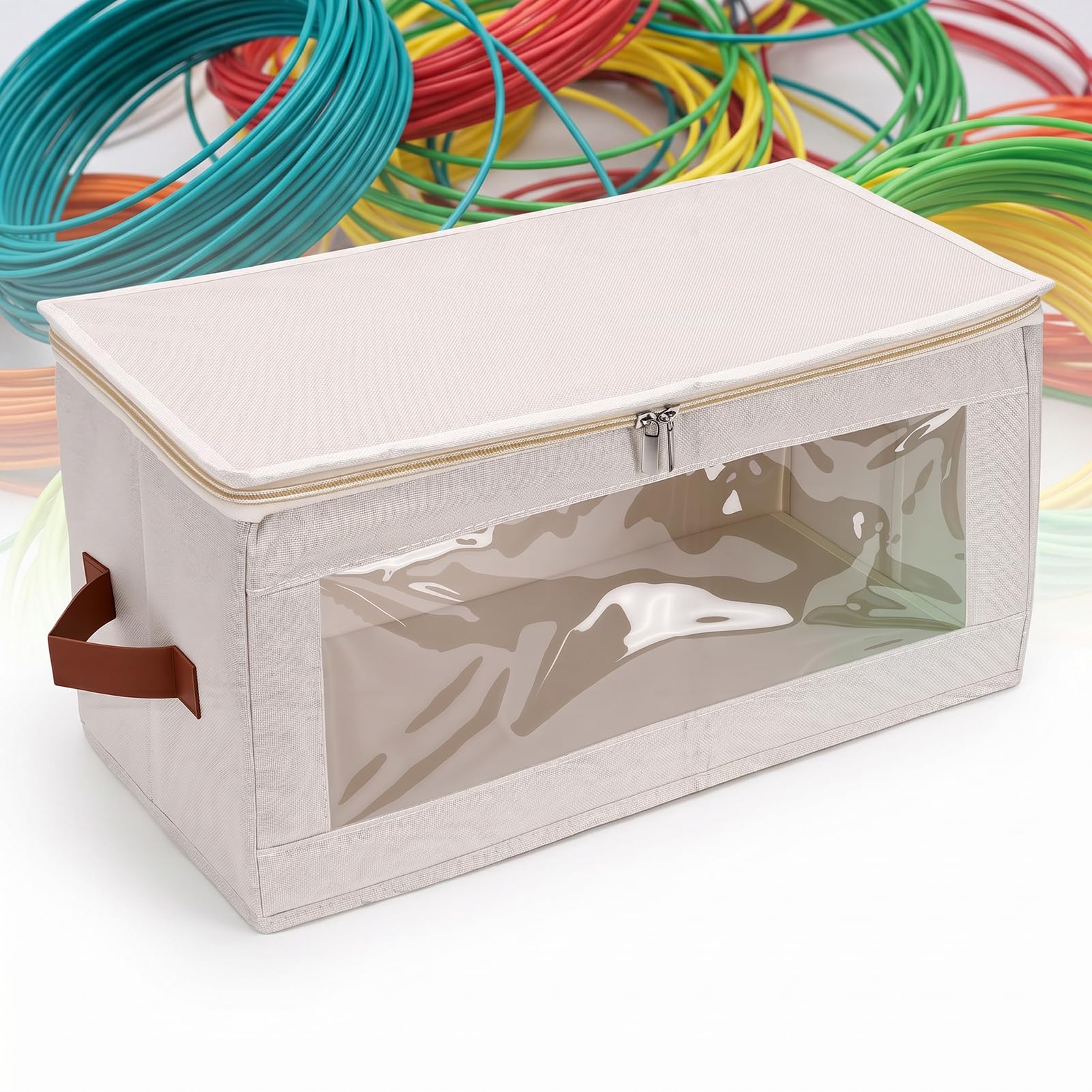 Fafeicy Caja de Almacenamiento para Filamentos, Organizador de 24 Rollos de 1 Kg para Impresora 3D con Panel Frontal Transparente, Tela de Oxford de Doble Capa, para PLA ABS PETG TPU