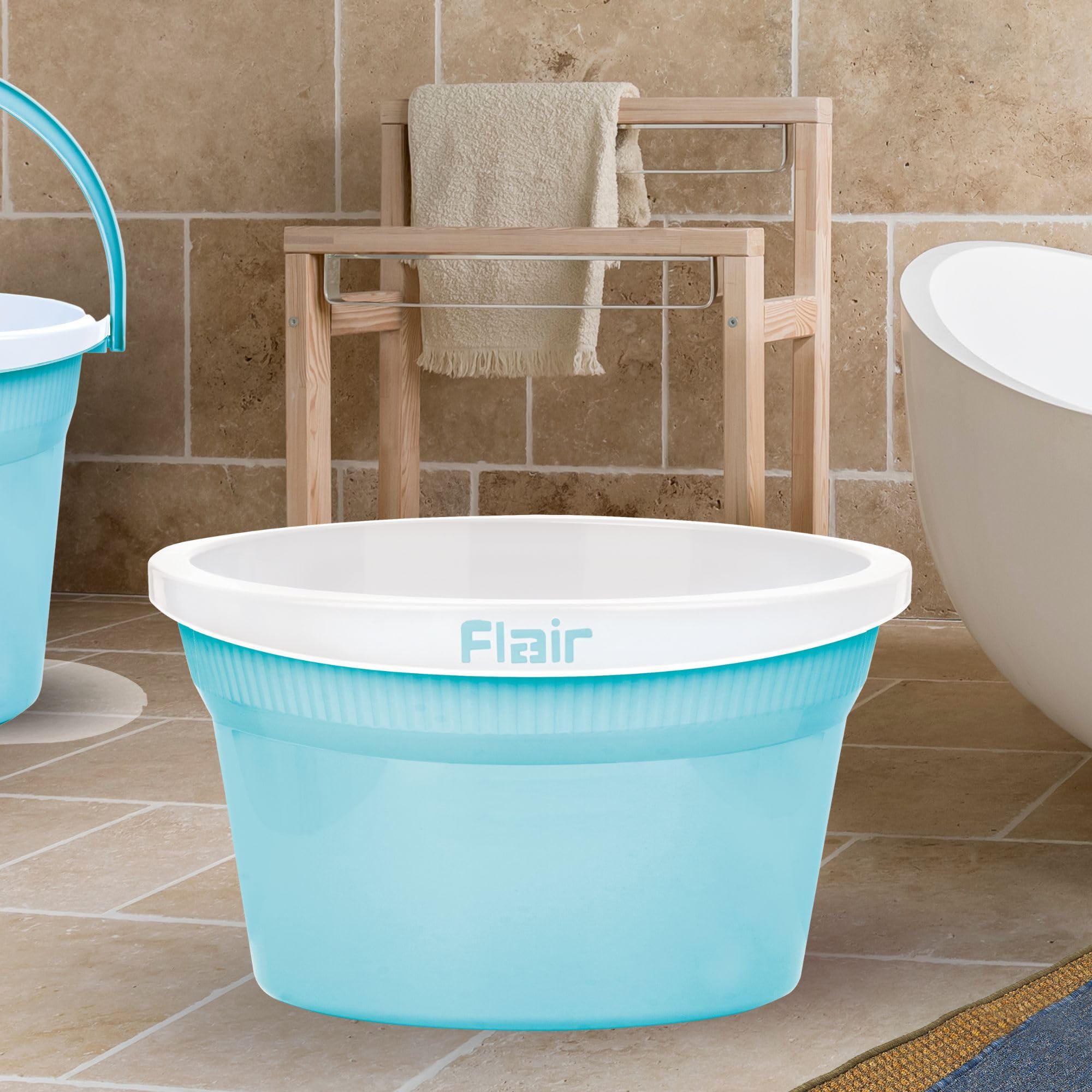 FLAIR Estella Bath Tub-20 LTR| Multipurpose Utility Gaint Tub | Durable Plastic Bath Tub | Baby Bathing Tub | Clothes Washing Tub for Bathroom I Blue 3