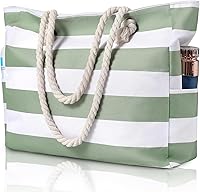 Clothirily Large Waterproof Beach Tote Bag for Women - Sandproof Zipper Tote with Pockets, Swim Pool Essential