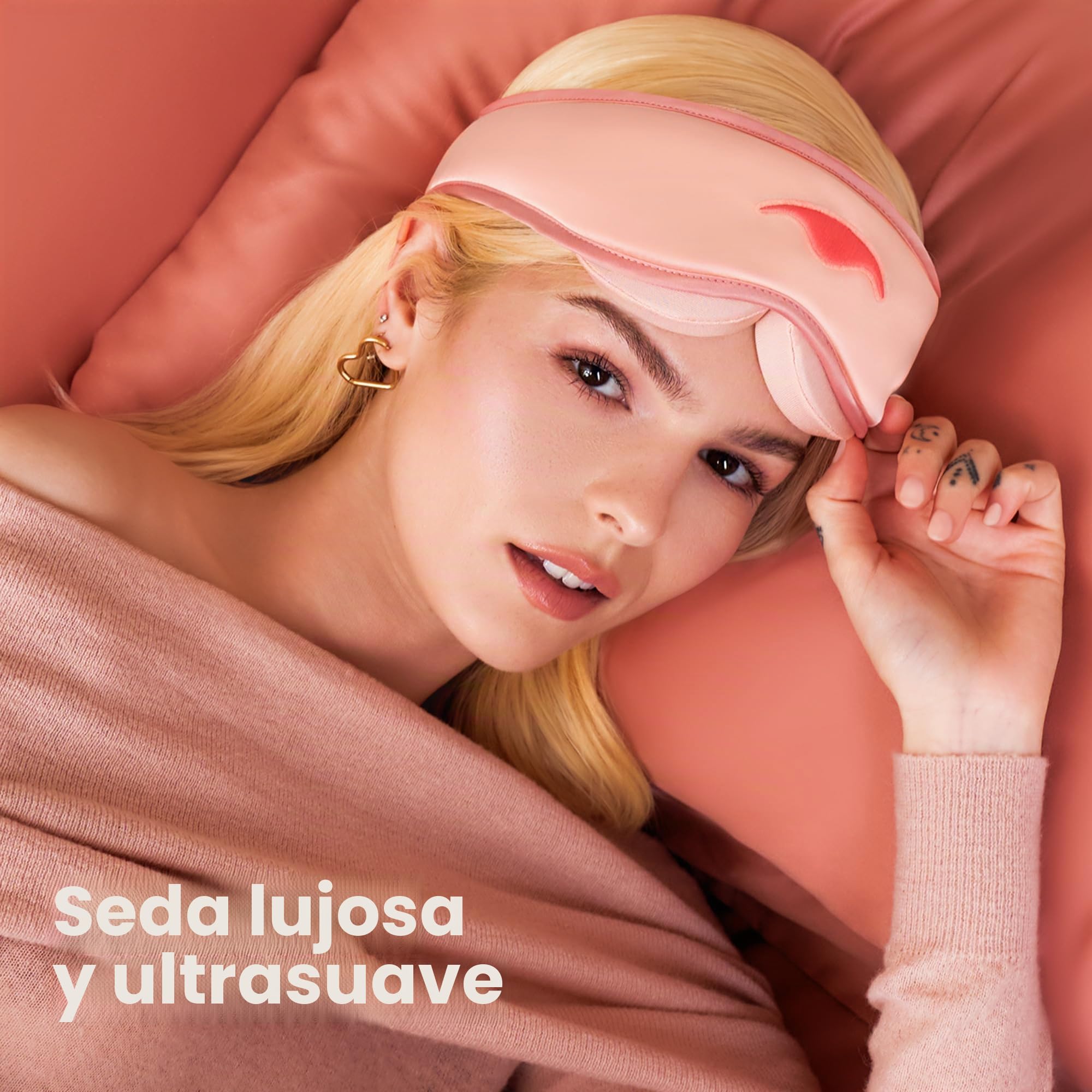 Manta Silk Mask - Antifaz para dormir de seda 100% opaca, 22 Momme Premium Silk Mask para sueño profundo, transpirable y lavable a máquina (rosa)