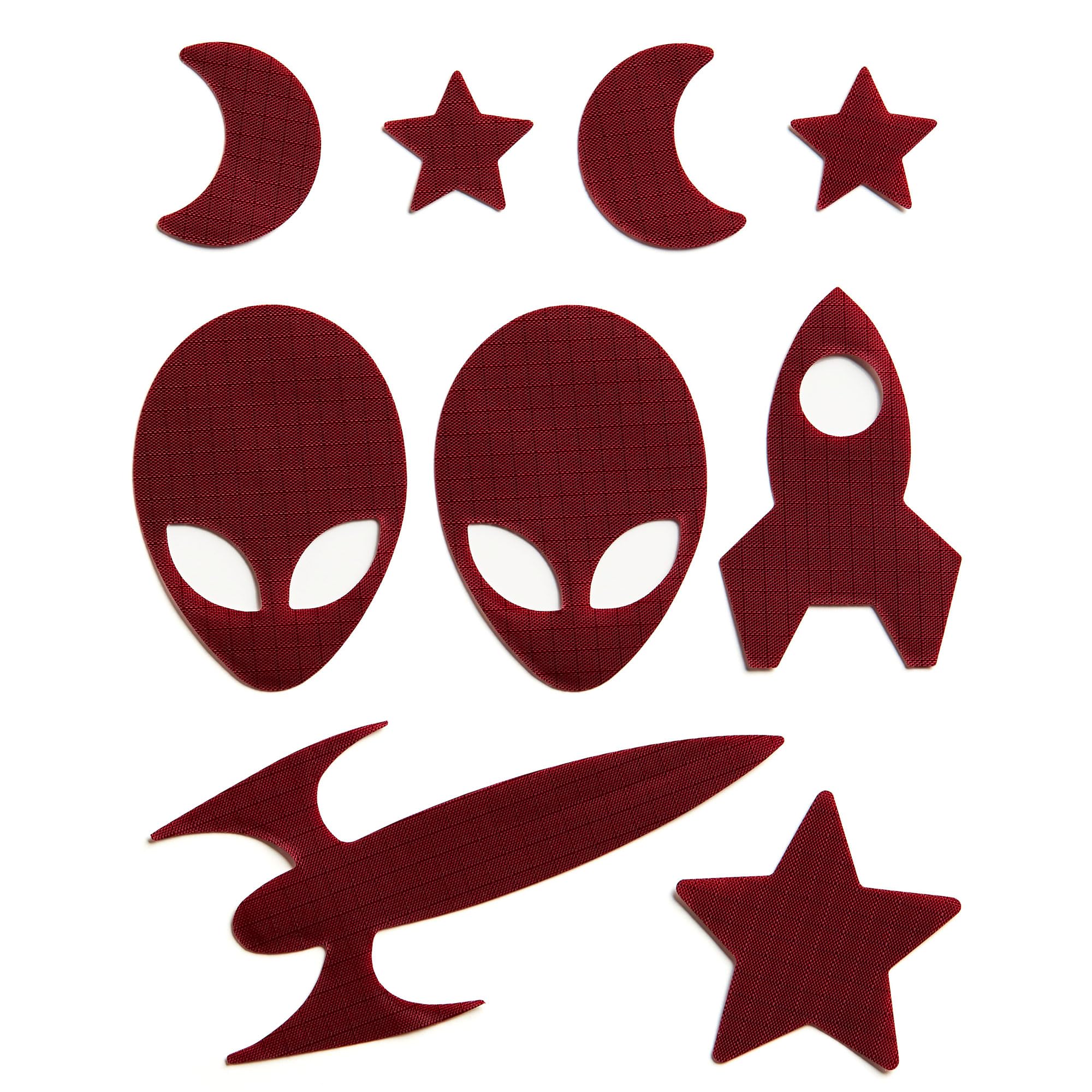 Space - Self-Adhesive Down Jacket Repair Patches | Waterproof, Tear-Resistant, Pre-Cut Nylon Patches for Quick Repairs | 9-Piece Set for Down Coats, Sleeping Bags, Tents, & Outdoor Gear - Burgundy