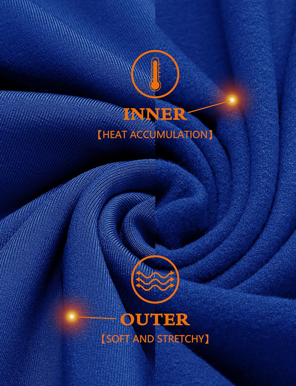 URRU Men's Thermal Long Sleeve Shirts Fleece Lined High Stretch Thermal Underwear Tops Base Layer for Men Cold Weather Gear - Image 3