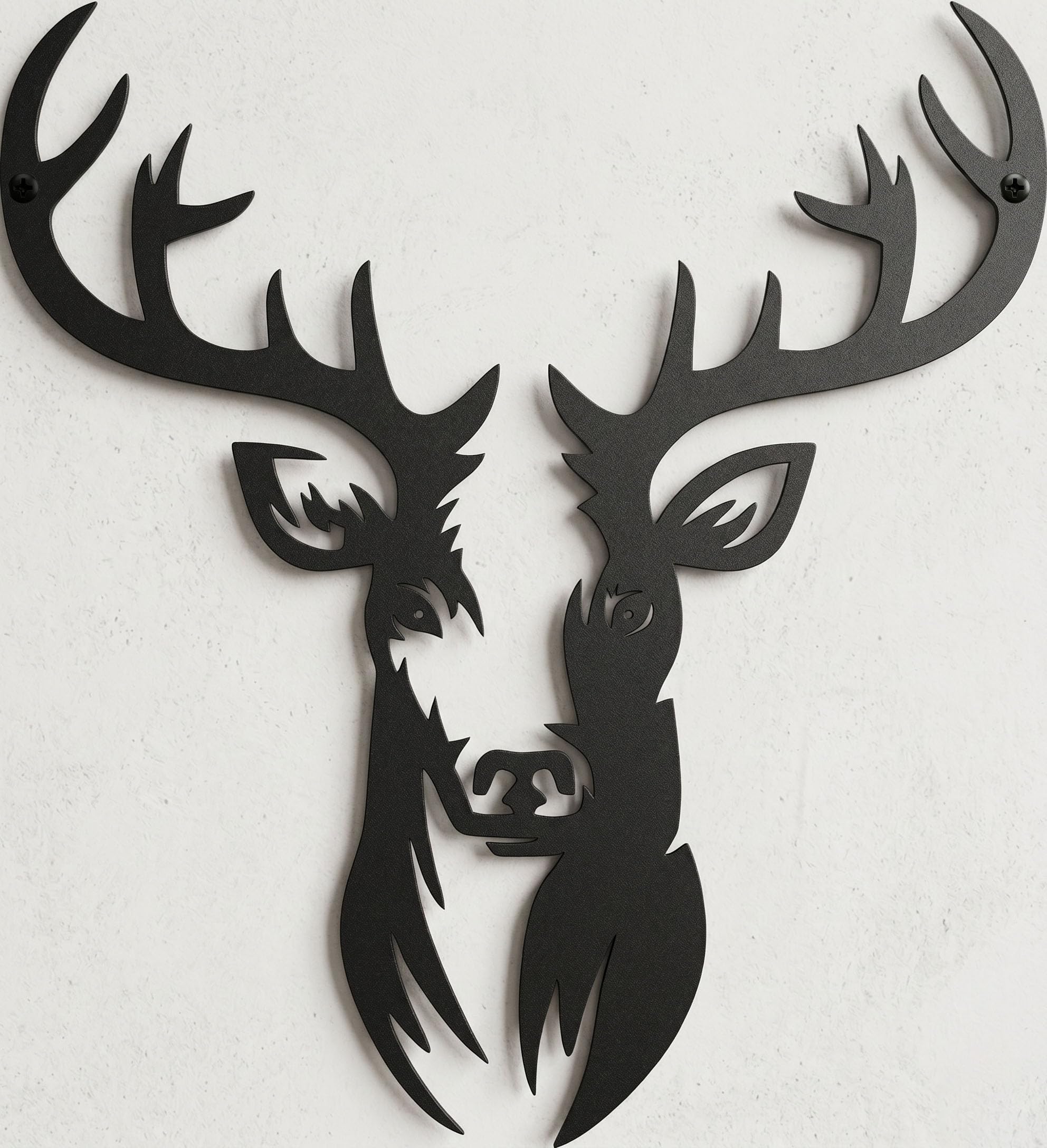 Zckjnoi Deer Head Wall Decor - 14x13 Inch Iron Animal Sculpture, Outdoor Metal Art Hunting Accent for Cabin Lodge Living Room