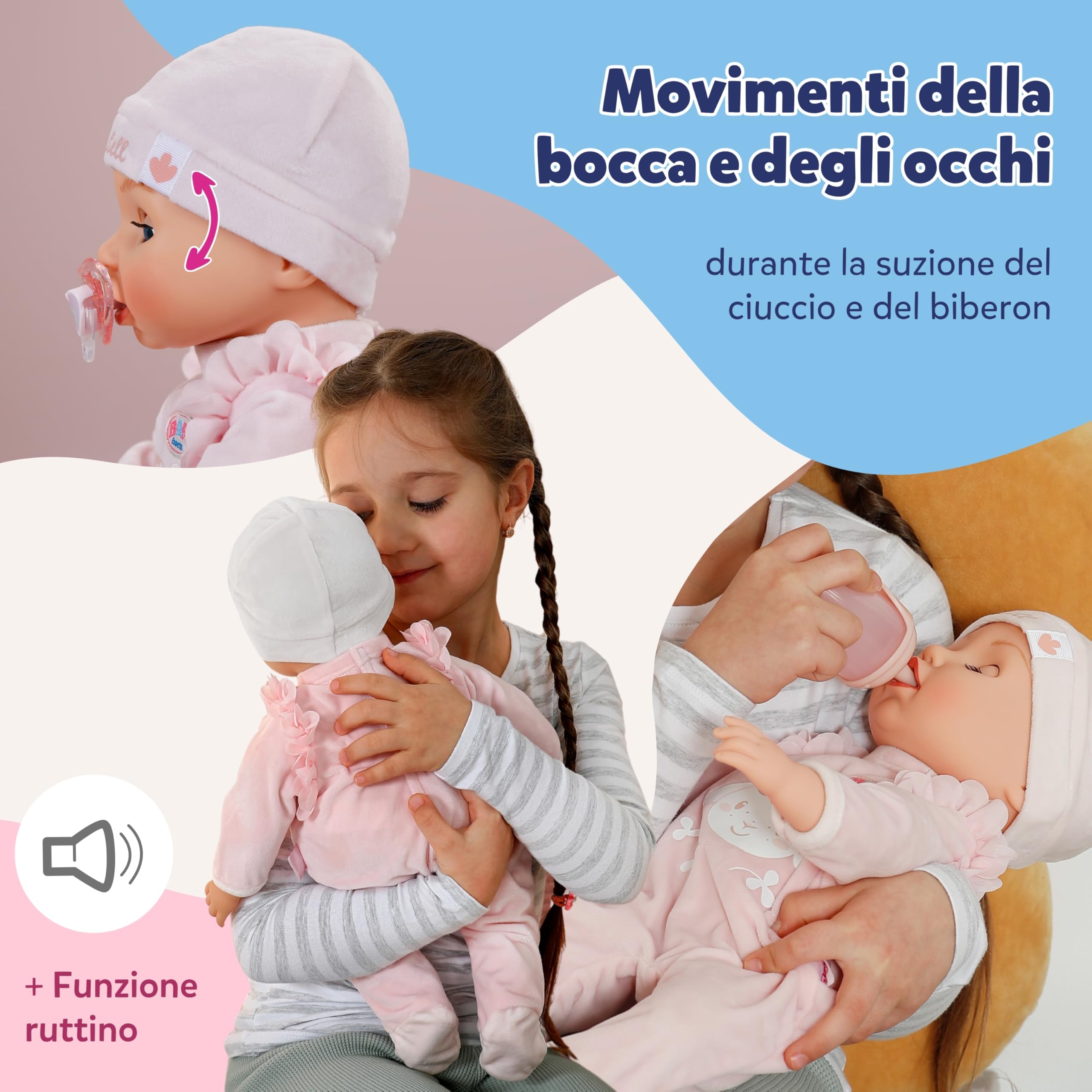 BABY born Annabell 43 cm bambola con suoni e 7 funzioni | Corpo morbido, accessori inclusi, batterie necessarie, da 3 anni