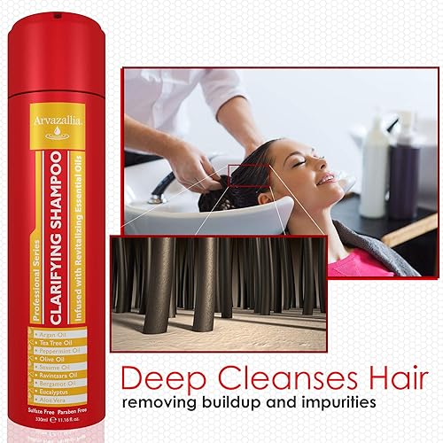 Miniatura 3 de Arvazallia Paquete de mascarilla capilar de proteína fortificante y champú clarificante con aceites esenciales revitalizantes, champú desintoxicante