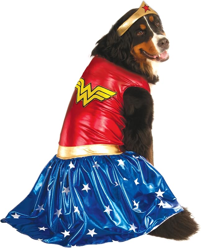 Fantasia Mulher-Maravilha para Cães e Gatos Rubies com Vestido e Tiara, XXL
