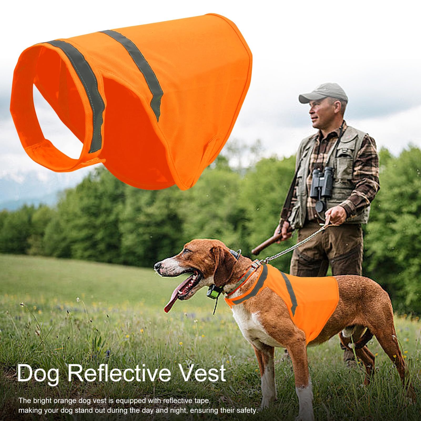 Gilet de sécurité pour Chien - Orange Fluorescent, Réfléchissant, Respirant - Chasse, Promenade, Entraînement