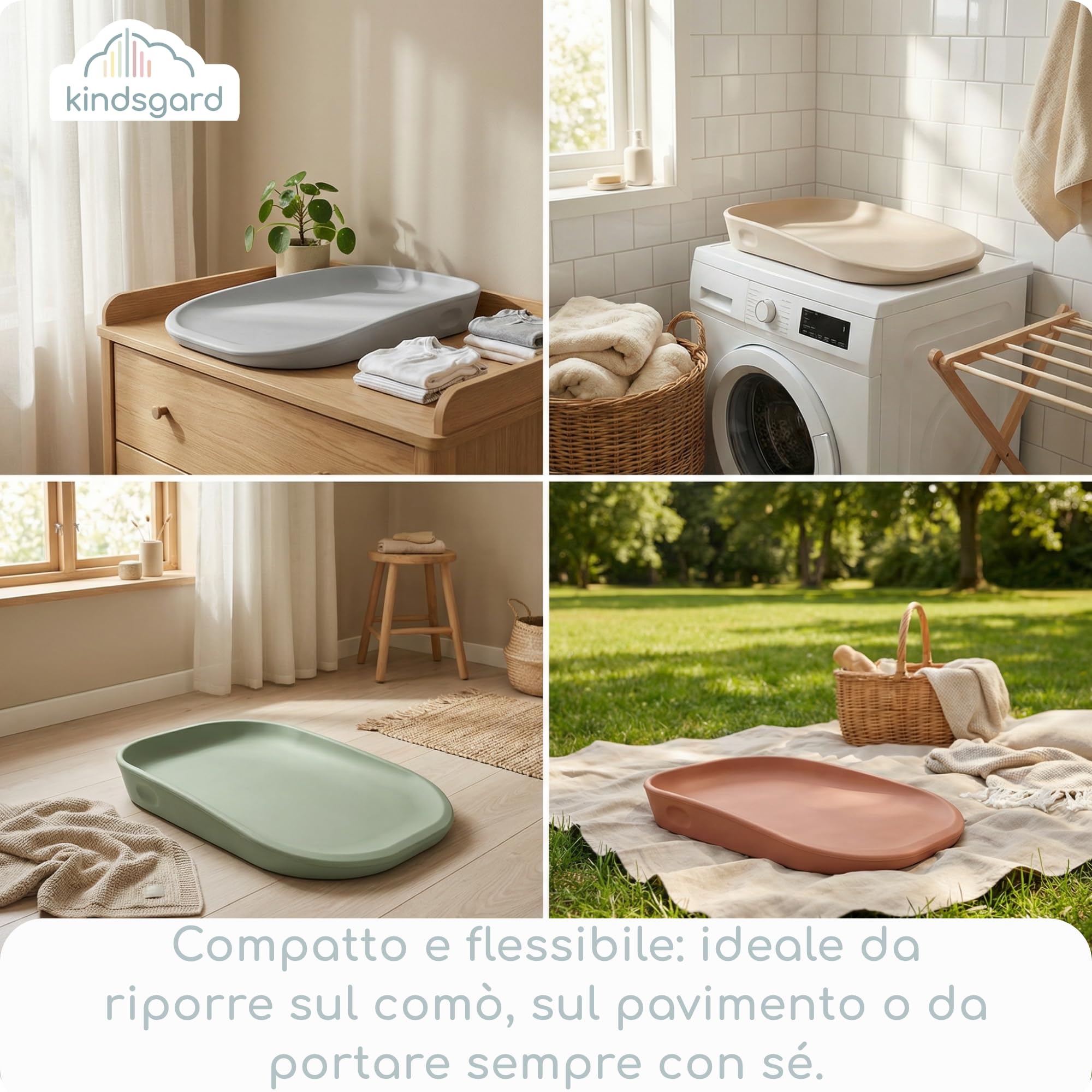 kindsgard Fasciatoio "Skifte" - Morbido tappetino fasciatoio in PU con bordo rialzato, lavabile, igienico, privo di sostanze nocive - 68,5 x 48 cm - per fasciatoio, cassettiera, lavatrice o pavimento