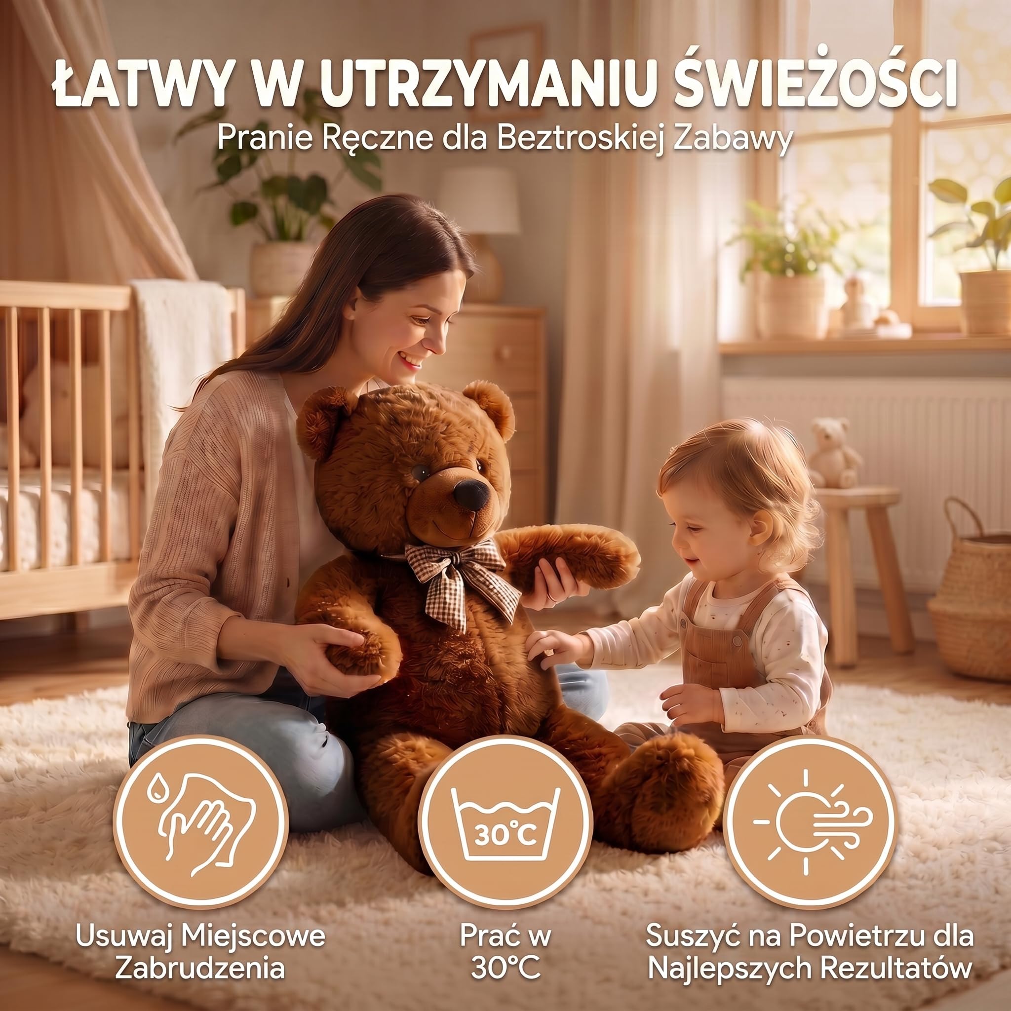 Feluna® Gigantyczny Miś Pluszowy 120 cm XXL - Miś Przytulak z Kokardą | Ciemnobrązowy pluszak XXL dla dzieci - hipoalergiczny, trudnopalny, pranie ręczne 30 st.