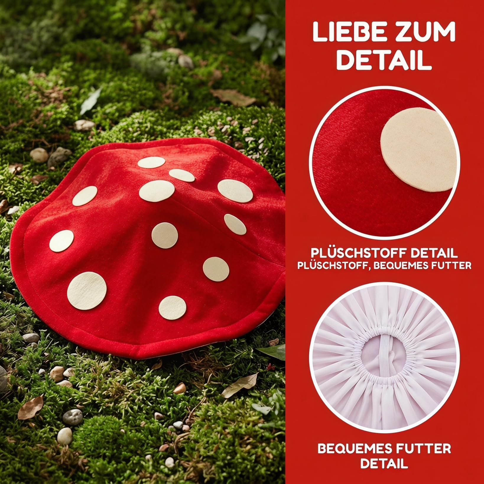 Roter Pilzhut Für Halloween-kostüm Lustiger Cosplay-hut Für Partys Und Veranstaltungen Bequem Und Sicher Sitzend Ergänzung Zu Pflanzenkostümen