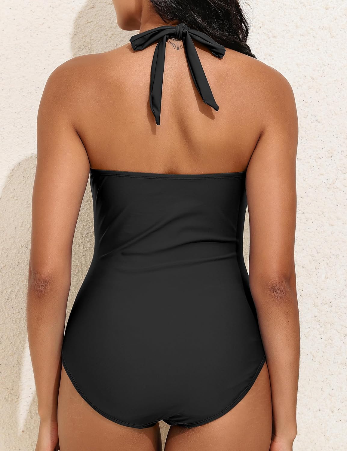 Women's One Piece Swimsuits Tummy Control Halter Bathing Suits Vintage Ruched Slimming Monokini Swimwear - Image 6