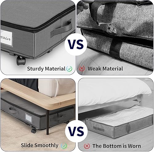 Miniatura 5 de HYSEYY Almacenamiento debajo de la cama con ruedas 43L debajo de la cama contenedores de almacenamiento debajo de la cama, organizador de tela