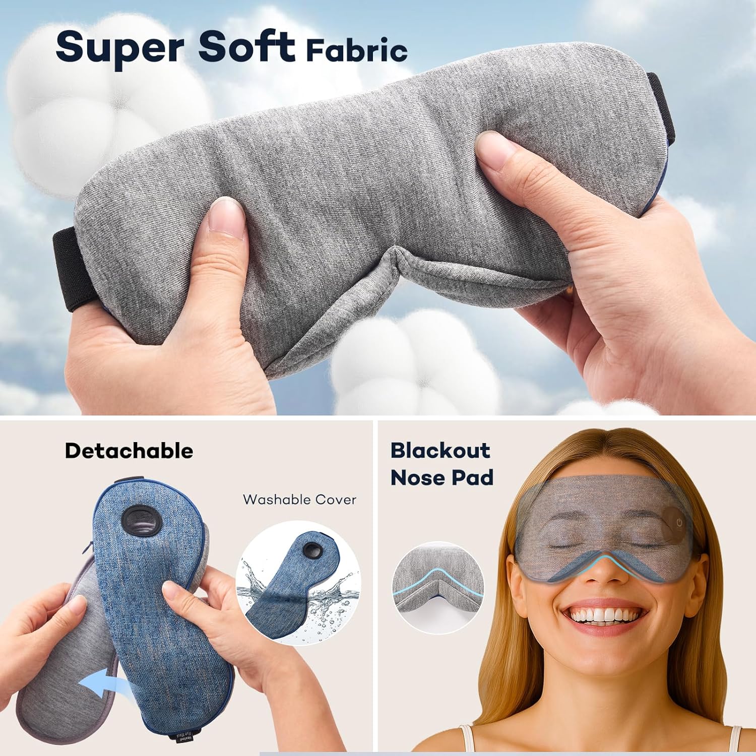 Ezona Cotton Cordless Heated Eye Mask, Warm Eye Compress Mask for Dry Eyes, Washable Eye Heating Pad for Travel, Dry Eyes, Blepharitis, Sinus Migraine (Blue) - Image 6