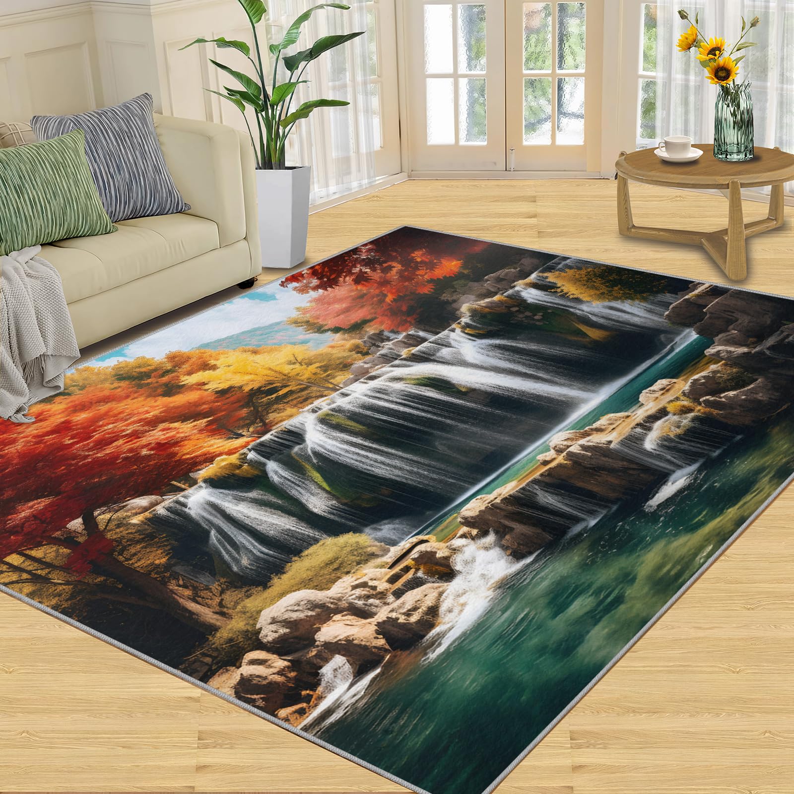 Amazon.com: Waterfalls Area Rug - Waterfalls Rug 5.3x6.6, Natural