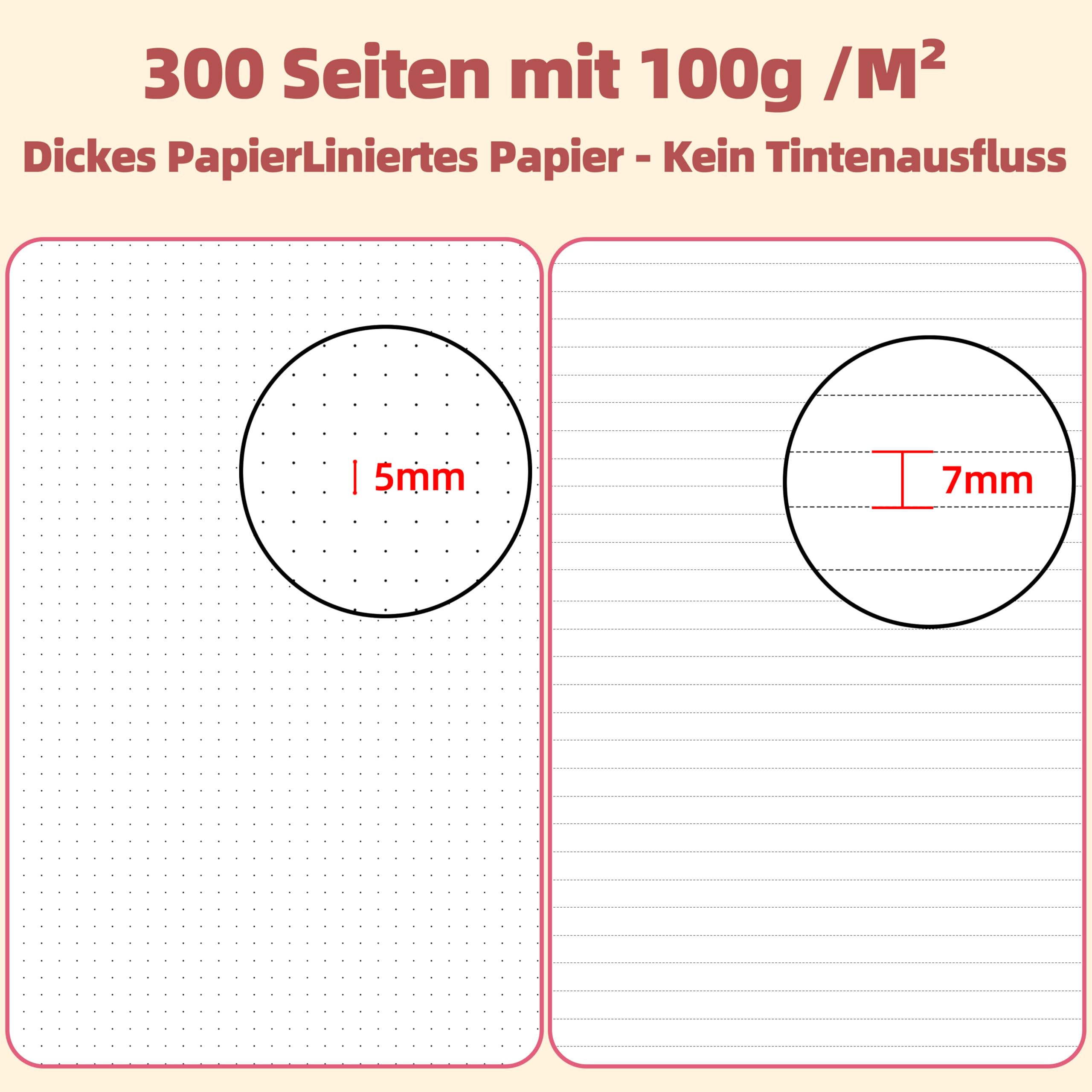 Cuaderno de Puntos A5, Bullet Dot Journal,Cuaderno de Espiral de 300 Páginas,Papel Antitinta de 100 g/M²,Tapa Dura de PVC, con Regla,Bolsillos Ampliables,Bandas Elásticas,14,5 x 21 cm-Negro