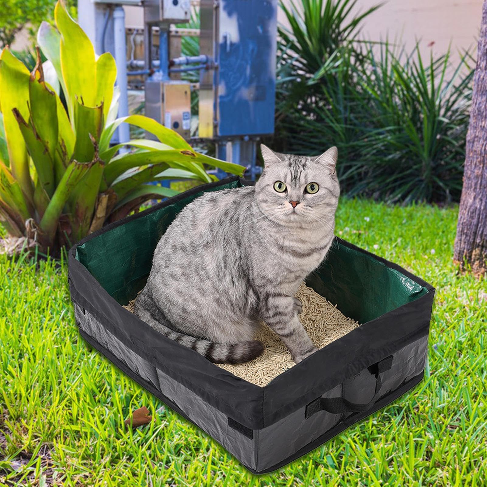 Lettiera portatile per gatti, kit per lettiera da viaggio per gatti, lettiera da viaggio per gatti, pieghevole, vassoio con apertura superiore, per interni auto, viaggi, posizionamento angolare dei