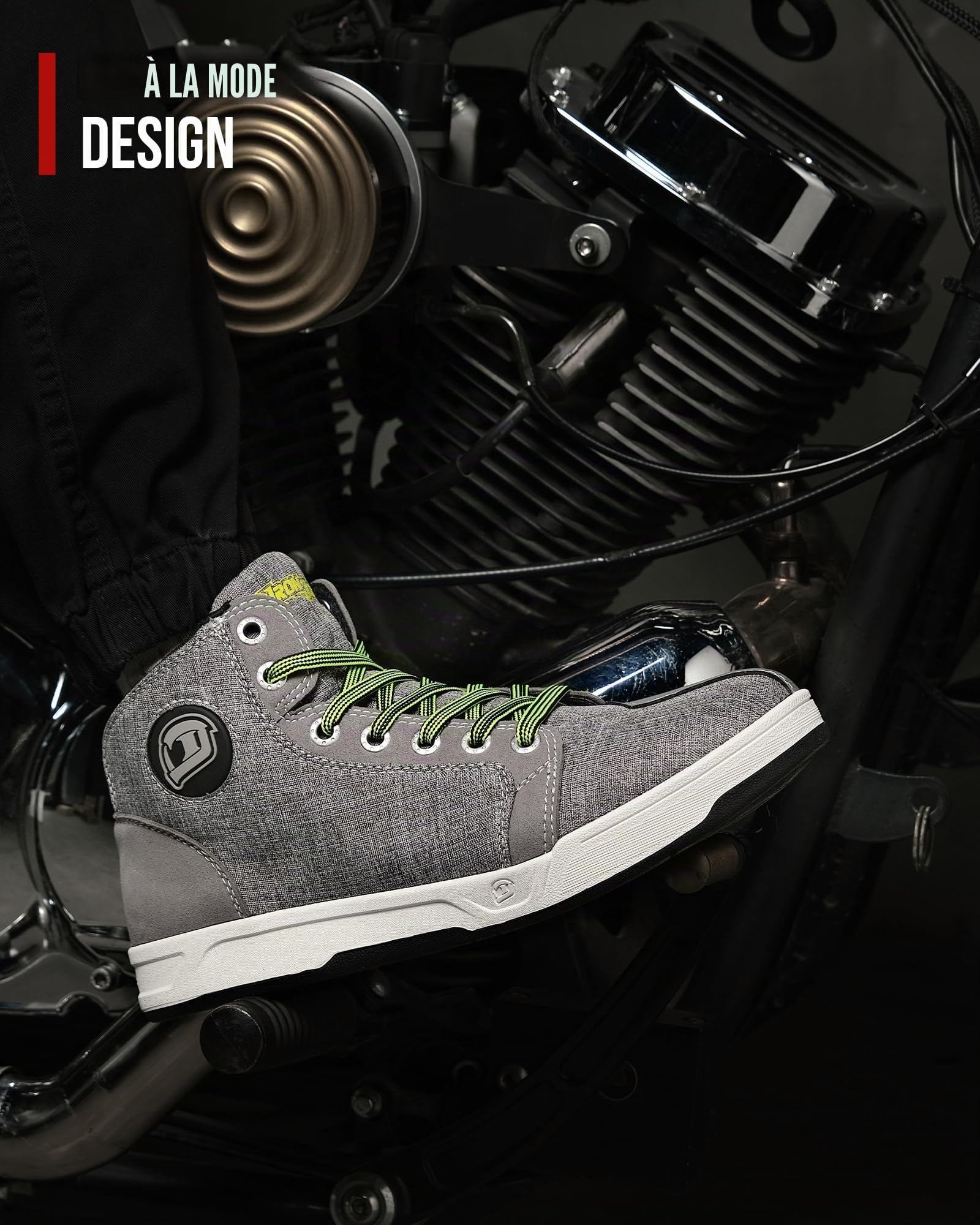 IRON JIA'S Chaussures Moto Hommes Femme Normes CE Bottes Moto Hommes | Décontractées Antidérapantes avec Support de Cheville Semelles Antidérapantes Adaptées à la Conduite de Moto