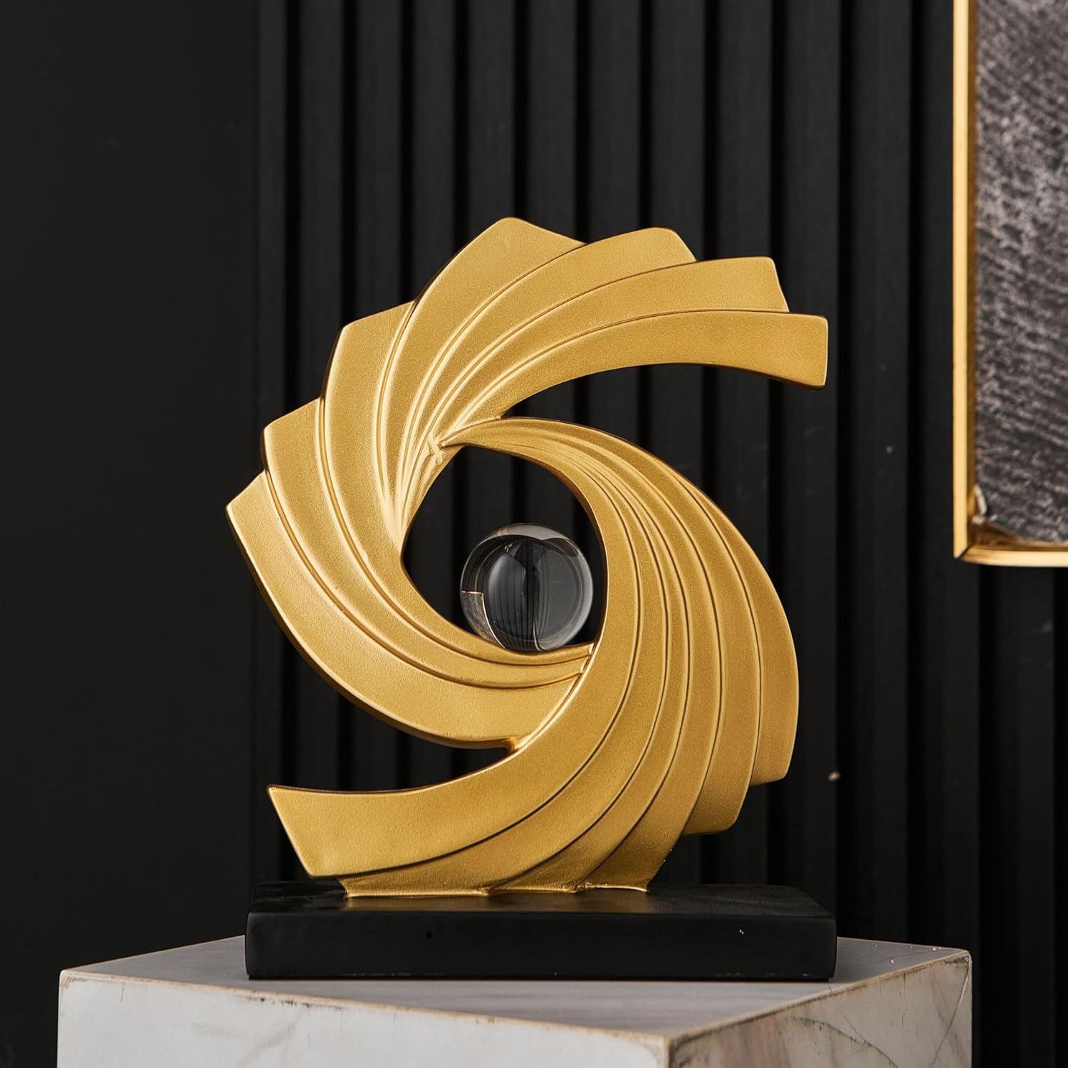 Abstract Art Statue,Modern Gold Minimalist Decoration,Geometric Abstract Sculpture,Decoraciones para Sala Bedroom Office Coffee Tabletop Centerpiece Decoration Resin Collectibles (Gold) - Image 5
