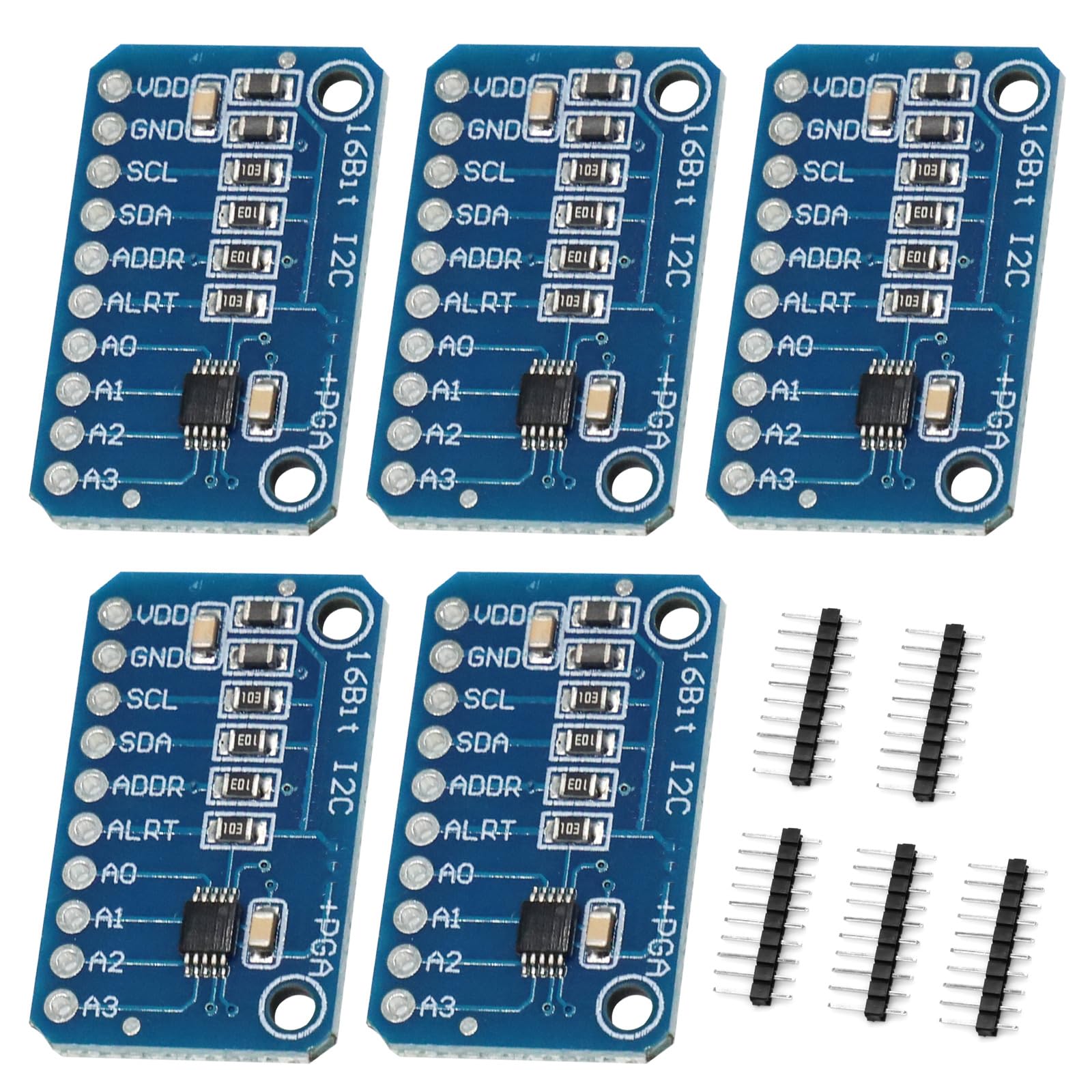 5 pezzi ADC a 16 bit a 4 canali per convertitore analogico-digitale Modulo scheda di sviluppo compatibile con Ard-uino compatibile Modulo scheda di sviluppo Convertitore analogico-digitale