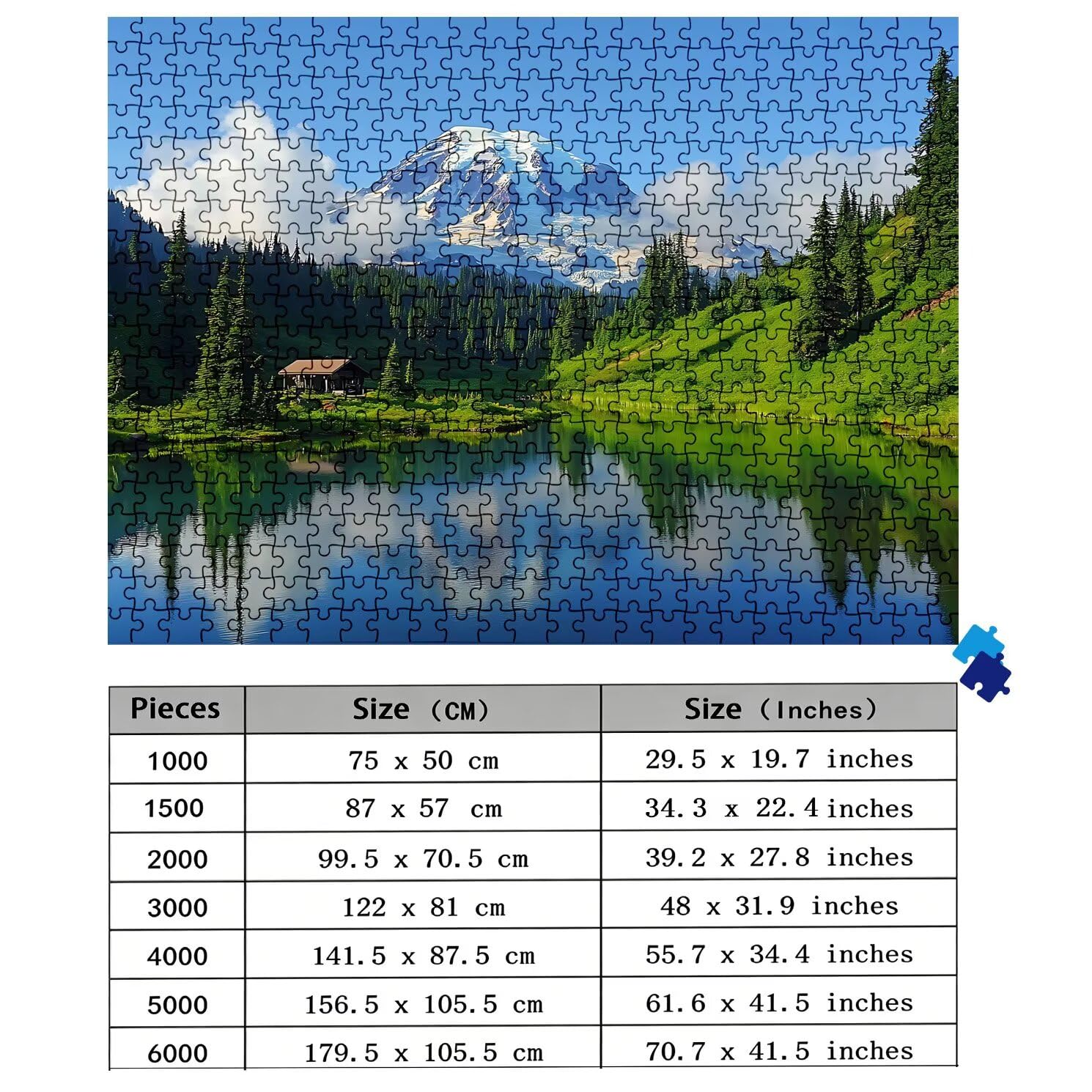 Puzzle 5000 Teile, Holzpuzzle Erwachsene Gebirge Wald Impossible Klassische Jigsaw Puzzles 156.5 x 105.5 cm, Familien Spiel, Puzzle Stressabbau Denkspiel, Home Dekor w0-794
