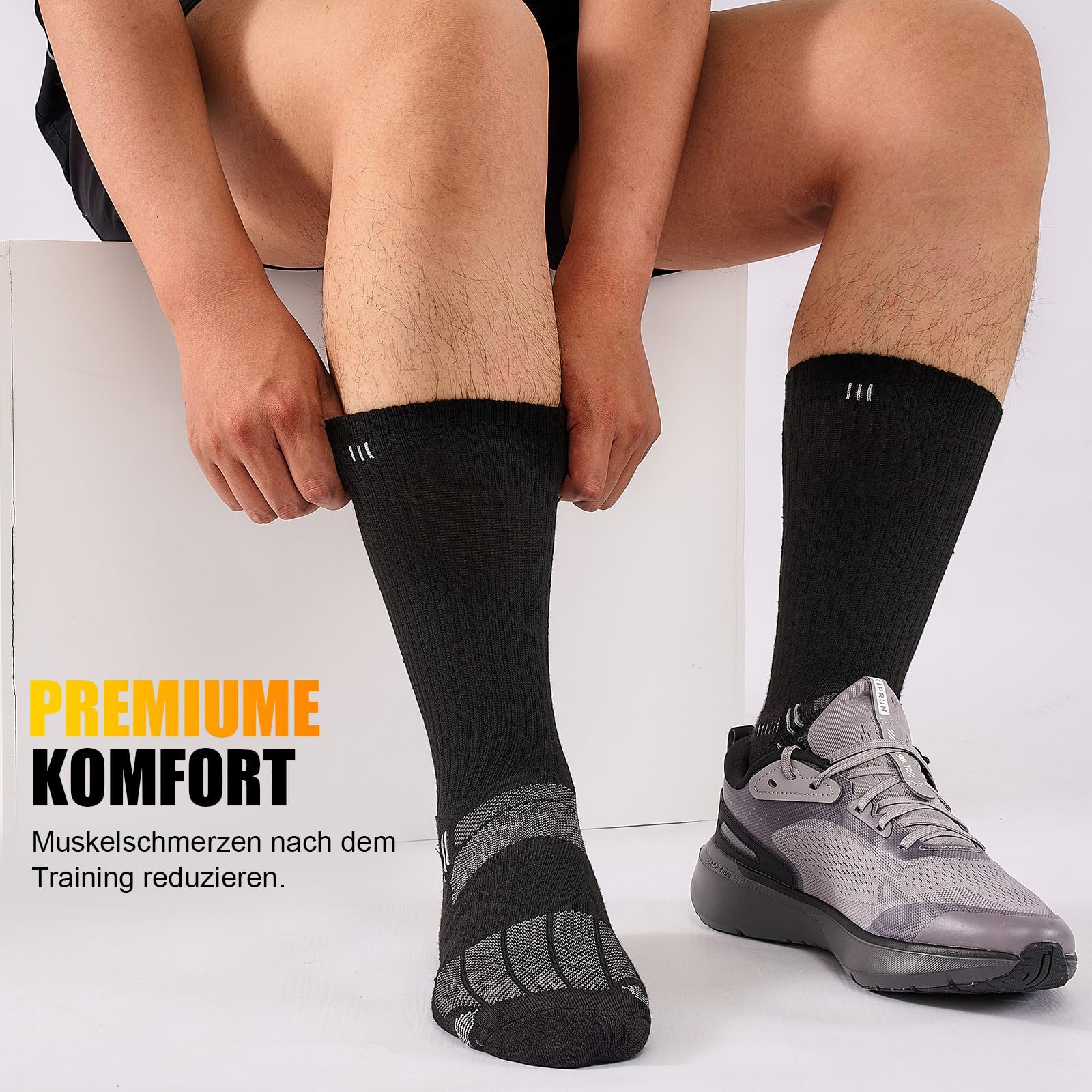 Cirorld Skarpety męskie, rozm. 43-46, 37-42, oddychające skarpety turystyczne, wyściełane, sportowe skarpety tenisowe, do biegania, trekkingu, pracy, 5 par
