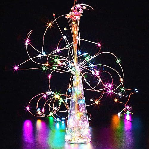 Miniatura 7 de Guirnalda de luces LED a pilas, 33 pies, 100 LED, 8 modos, impermeable, para exteriores, luces de hadas regulablestemporizador con control remoto