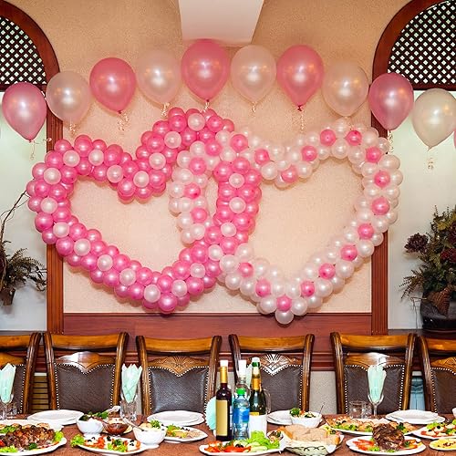 Miniatura 7 de 600 globos rosas de diferentes tamaños, globos de látex de 18/10/5 pulgadas, globos de color rosa y blanco degradado, kit de guirnalda de arco de