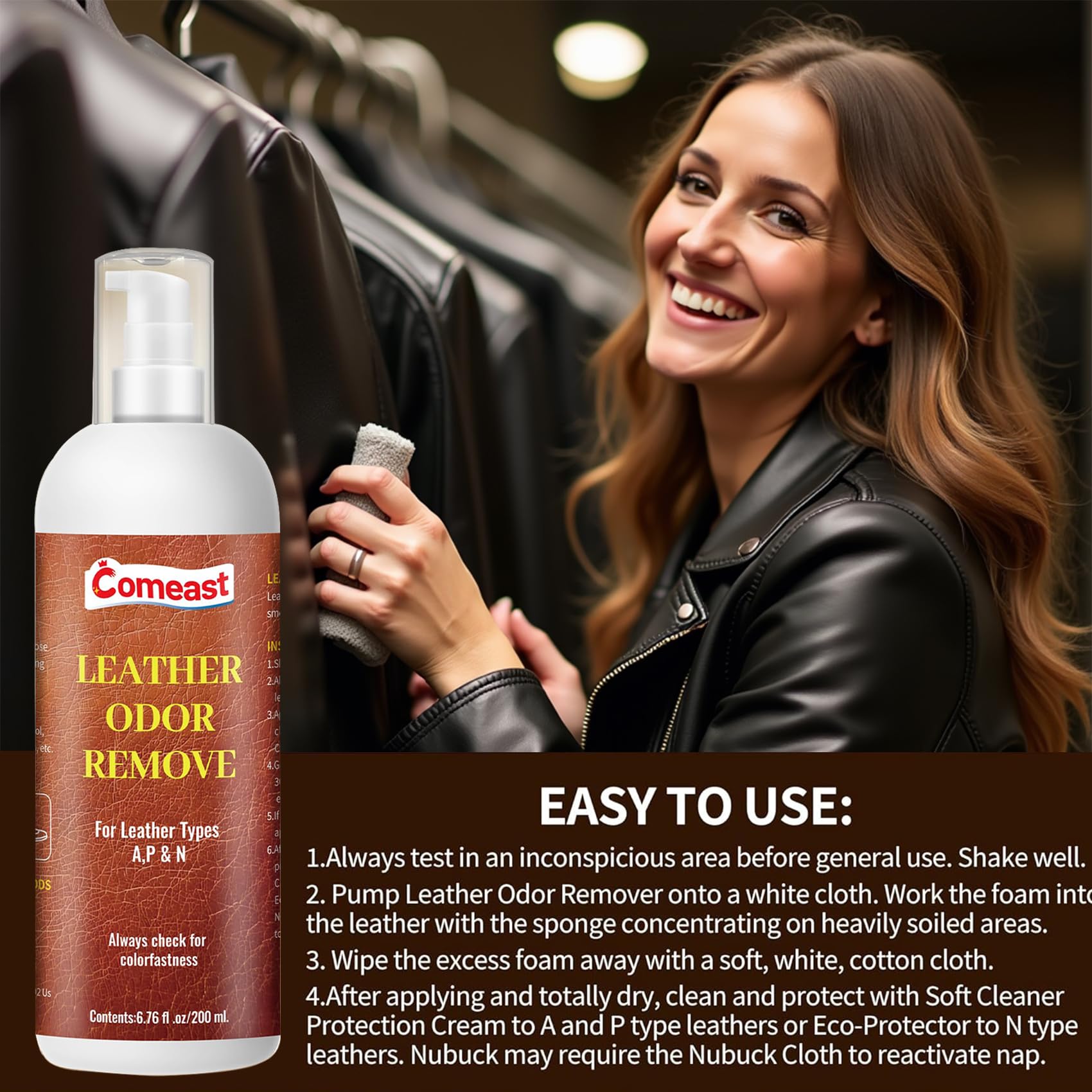 Crema eliminadora de olores de cuero para sofás, muebles, interiores de automóviles, chaquetas, zapatos, sin perfume, 6.76 onzas líquidas