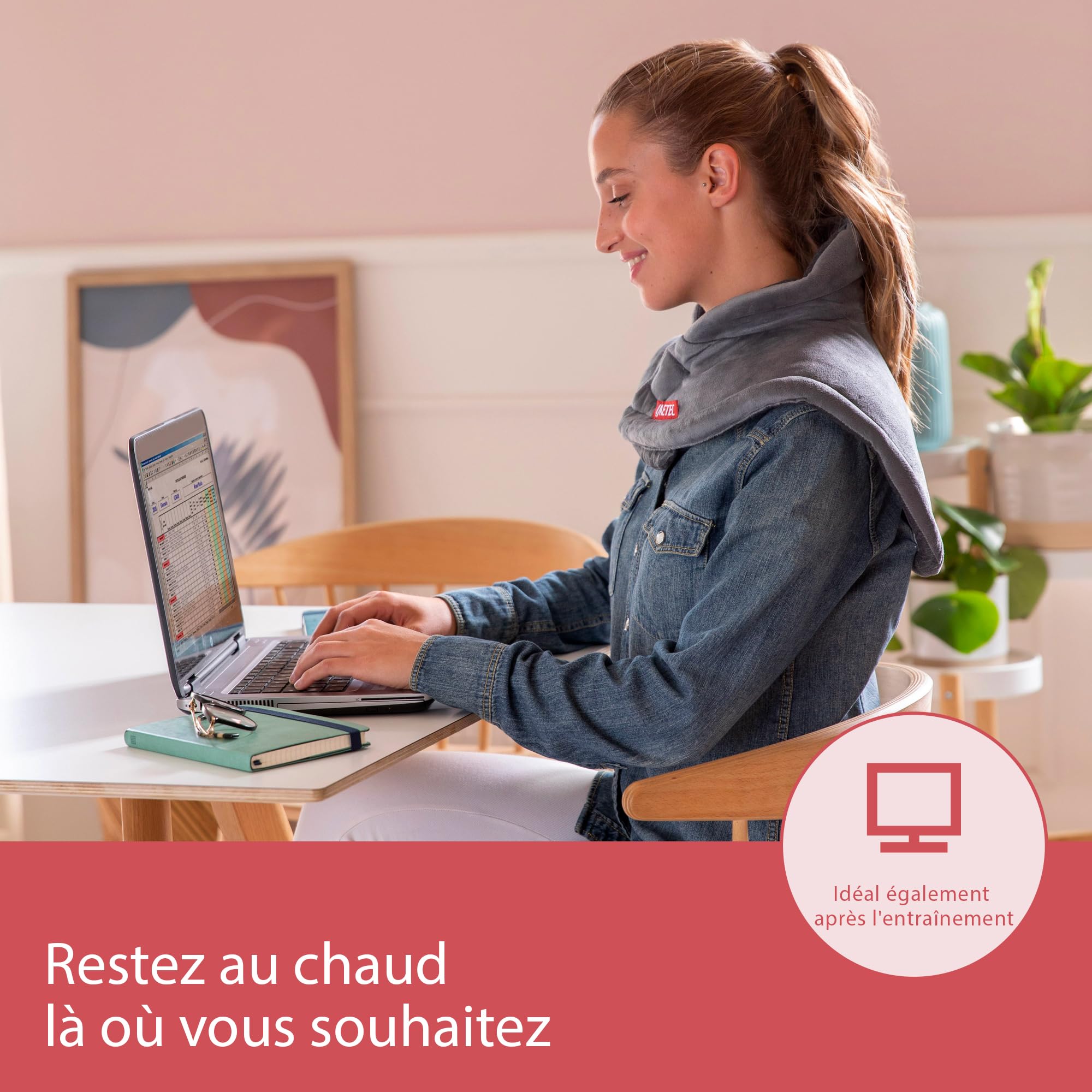 Imetec Intellisense Cervical Ultra Doux - Coussin Chauffant Électrique Nuque, Cou - Tissu Hypoallergénique, 5 Températures, Chauffage Rapide, Protection contre Surchauffe, Lavable en Machine 47x52 cm