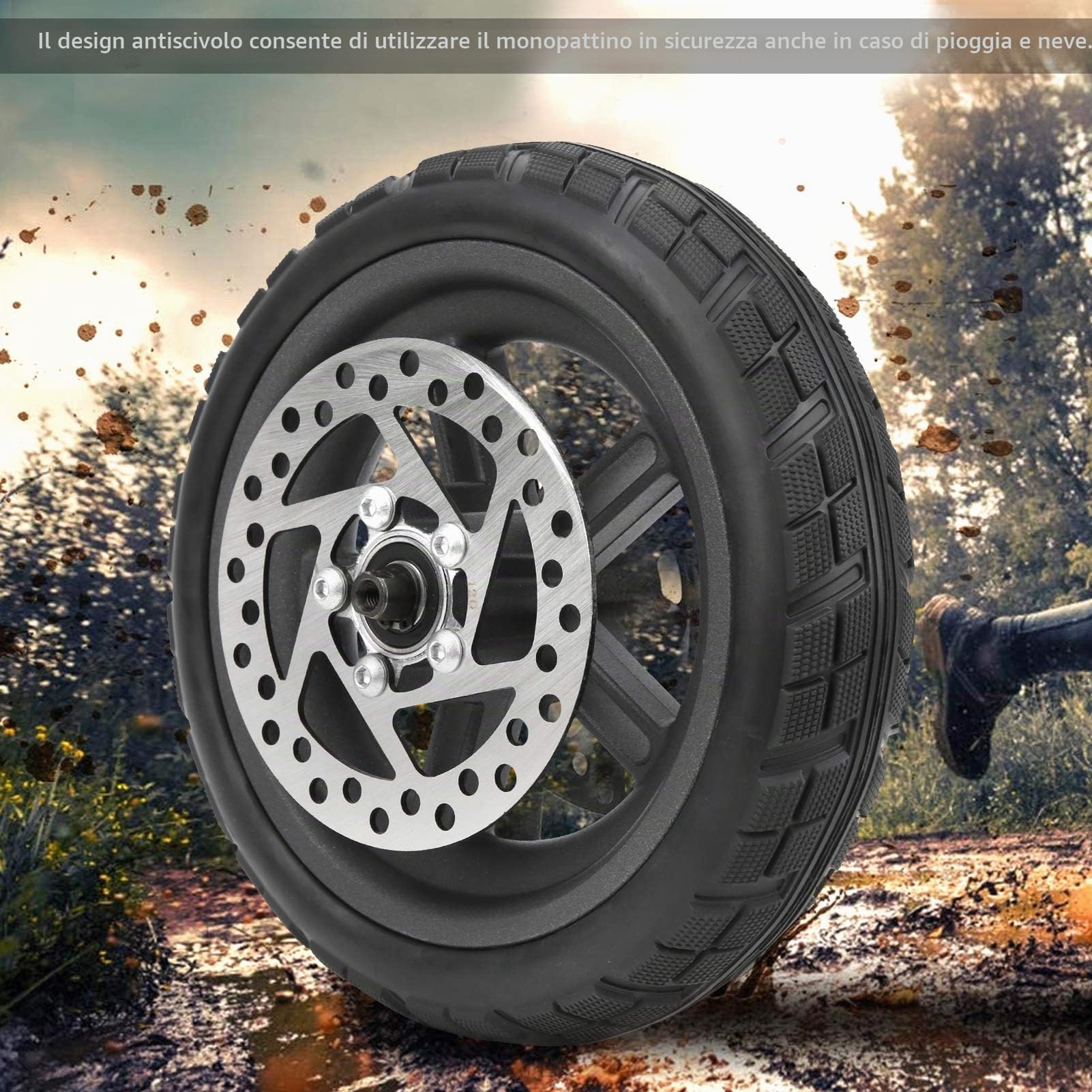 Ruote per scooter elettrico, ruota posteriore per scooter elettrico antideflagrante da 8,5 pollici + pneumatico + set di ricambio per scooter con freno a disco da 120 mm per M365 Pro