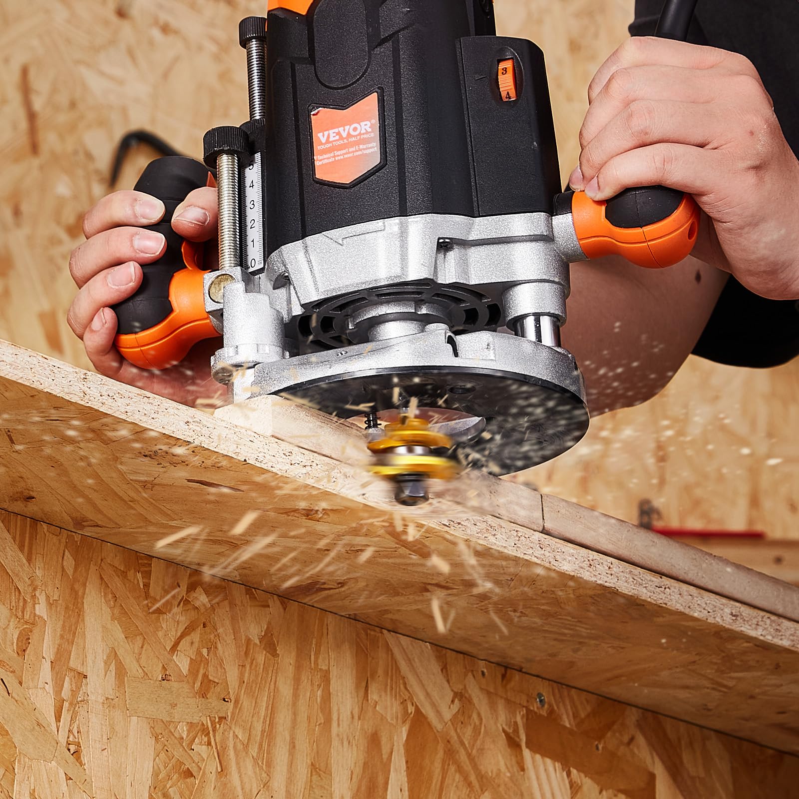 VEVOR Fräser-Trio, 3-teilig, langlebige Hartmetallspitzen, 1/4-Zoll-Schaft, inkl. Aufbewahrungskoffer aus Holz, ideal für Holzarbeiter aller Niveaus, geeignet für Holz, MDF, Spanplatten und Sperrholz