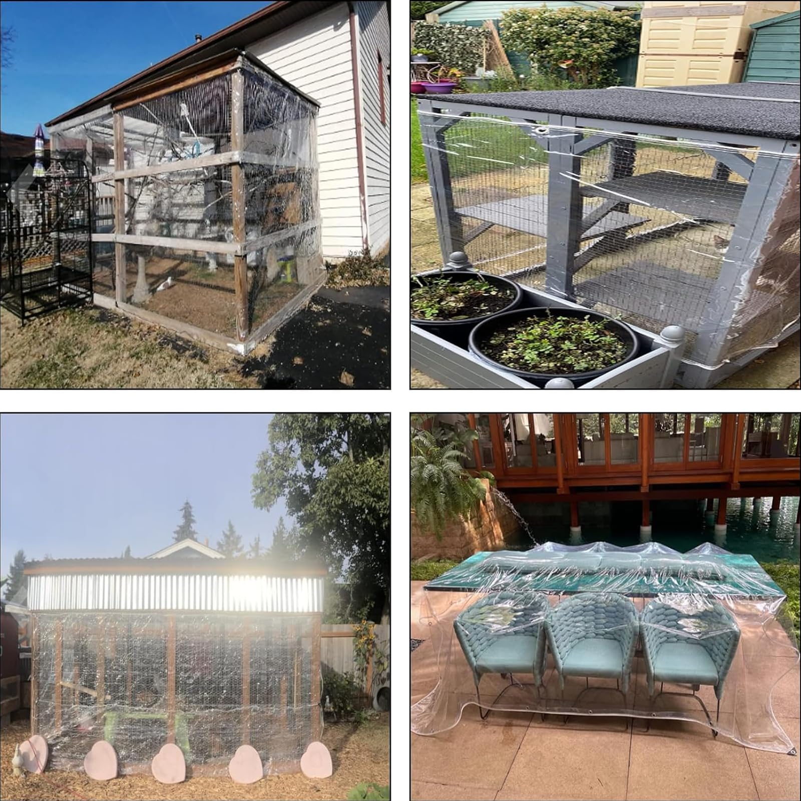 Clear Tarp Heavy Duty Wodoodporna planzeta PVC Plastykowe planzety Cień tkaniny Ochrona przed promieniowaniem UV odporna na szklarnię Ogród na zewnątrz Patio Chicken Coop Basen,transparent-3 * 3m