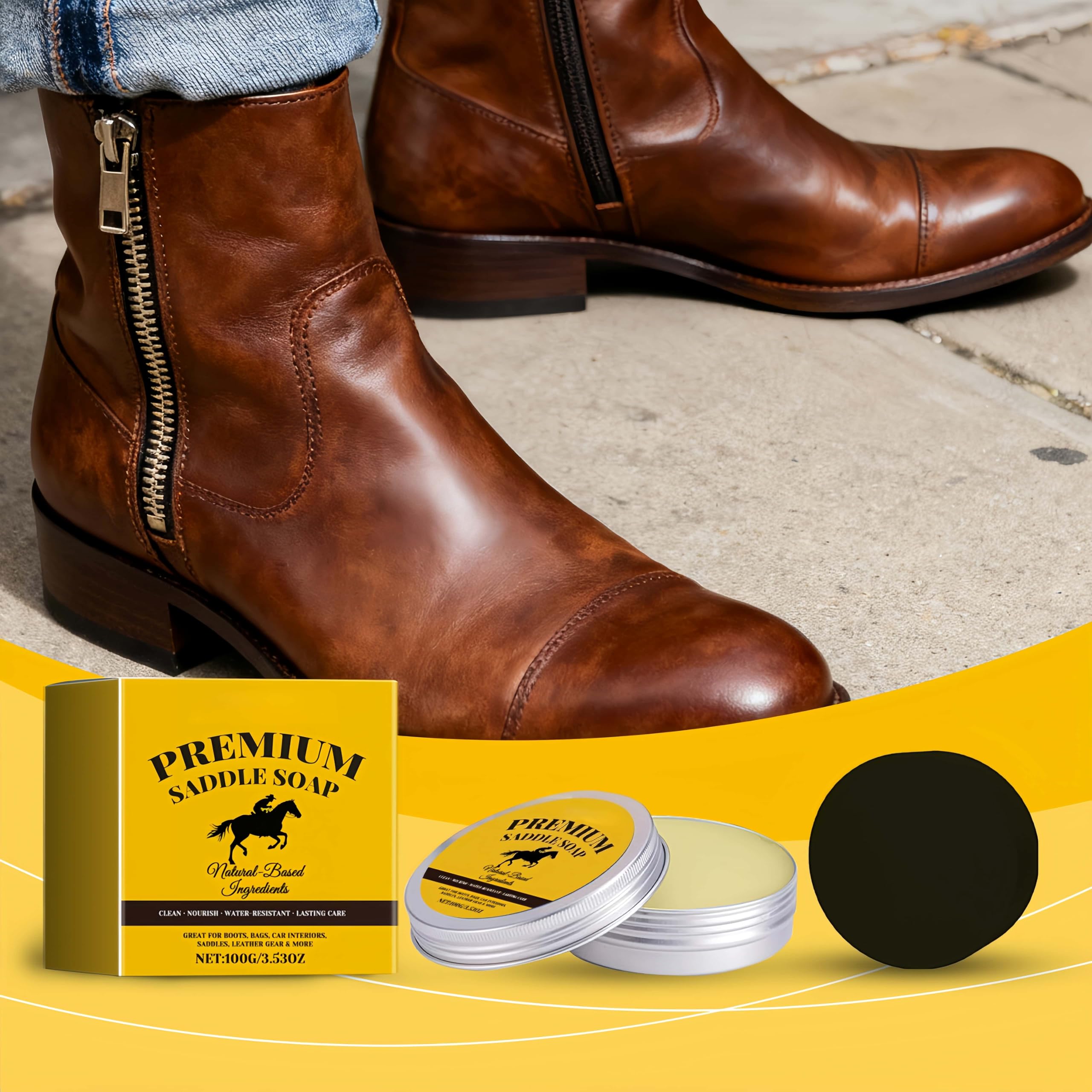 Generisch 100 g Leder-Pflegebalsam & -Reiniger (inkl. Schwamm) | Für Sofas, Stiefel, Handtaschen, Autositze – Reiniger, Pflegebalsam und Reparaturcreme in einem