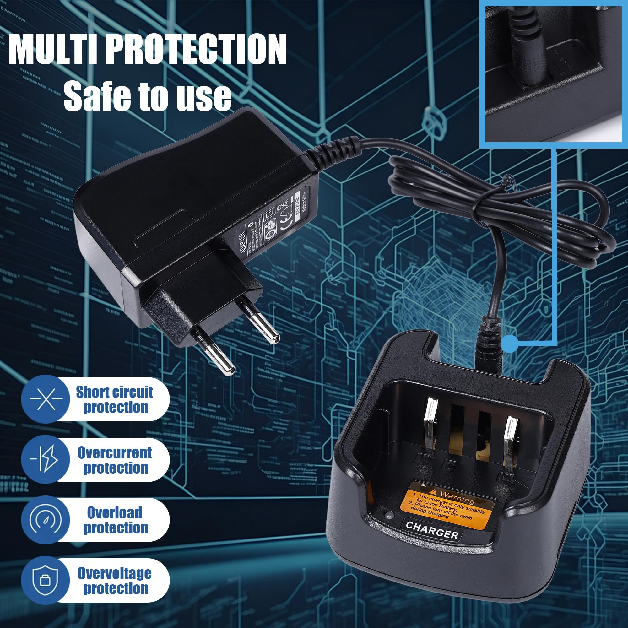 Base Station Chargeur pour HYT Hytera TC-446S TC-500S TC-508 Adaptateur UE | Compatible TC-510 TC-518 TC-580 TC-585 Radio , Charge Batterie CH10L19 BL1301 BL1719