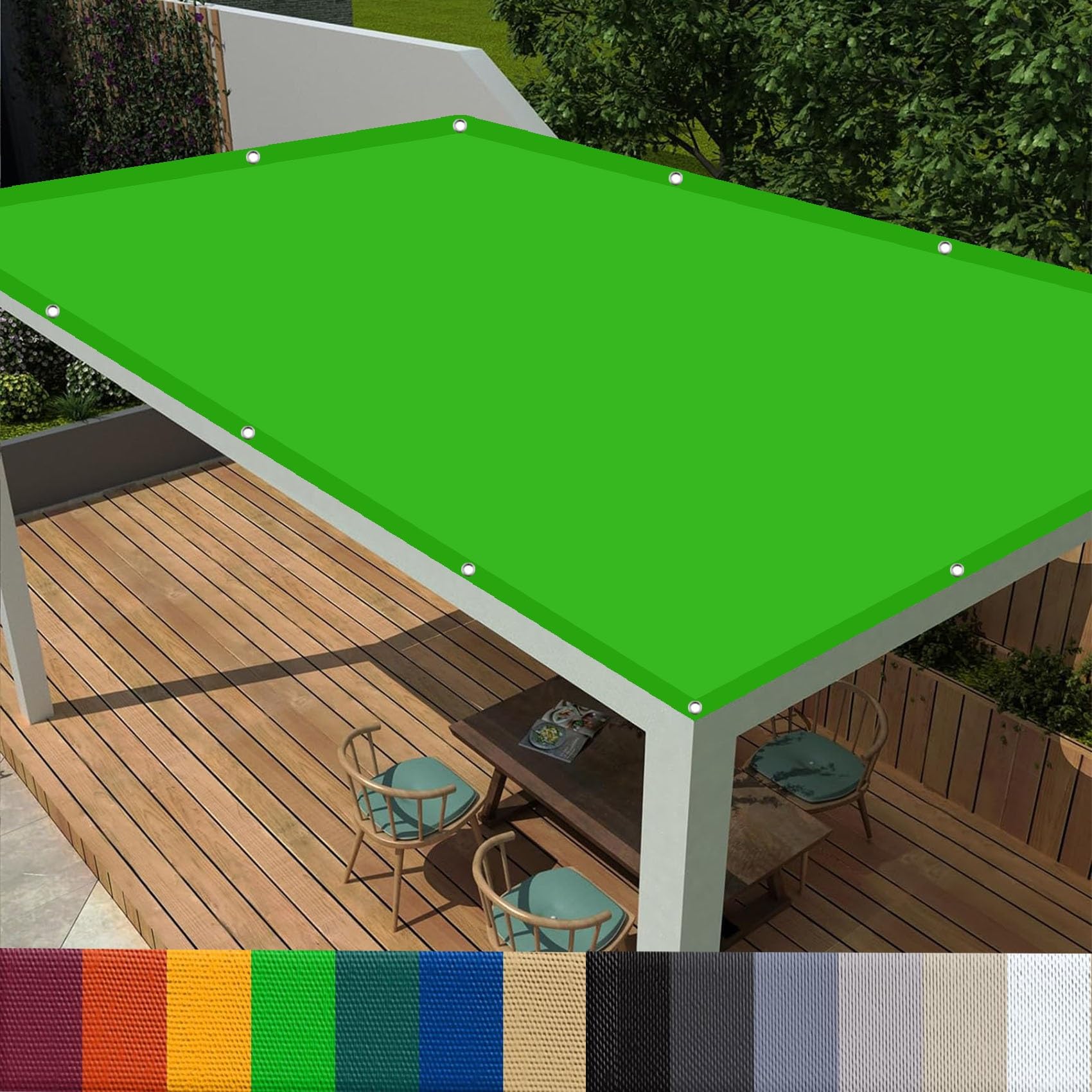 Toile d'ombrage auvent imperméable 2x4 m anti UV avec oeillets extérieur jardin