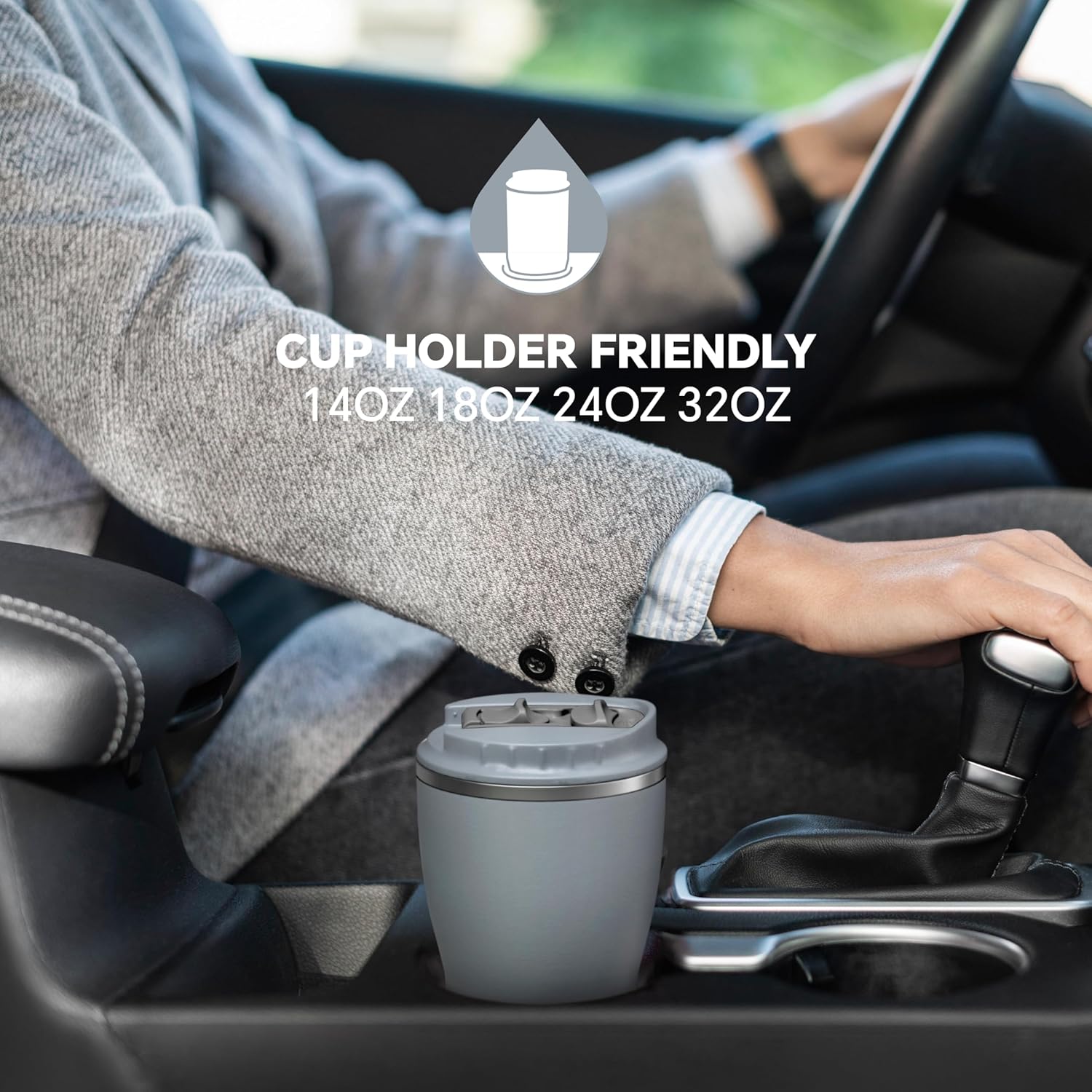 Ideus Insulated Tumbler with Lid and Straw 14 oz, Stainless Steel Double-Wall Vacuum Leak-Proof Travel Coffee Mug, Cup Holder Friendly, Ultimate Gray - Image 6