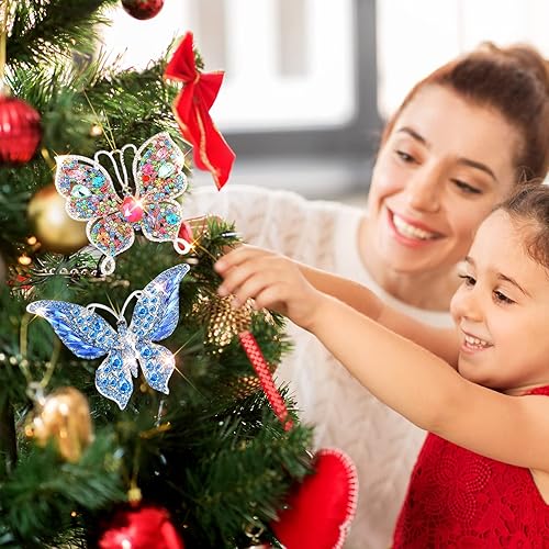 Miniatura 6 de Junkin 6 adornos de Navidad de mariposa, adornos colgantes de mariposa, regalos para mujeres, decoraciones de árbol de Navidad, regalo de recuerdo